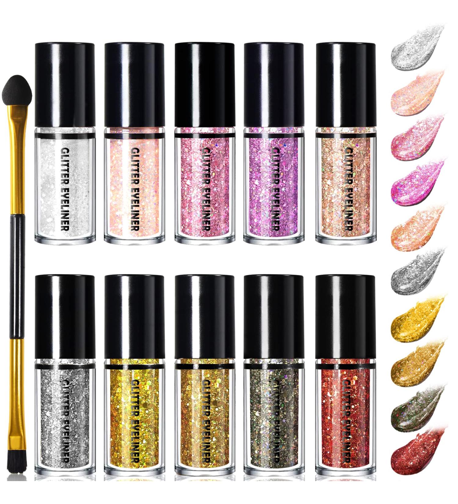 NewBang 10 Colors Glitter Liquid Eyeliner Set - Waterproof, Longlasting, High Pigmented Eyeliner Kit - Buy Online on GoSupps.com