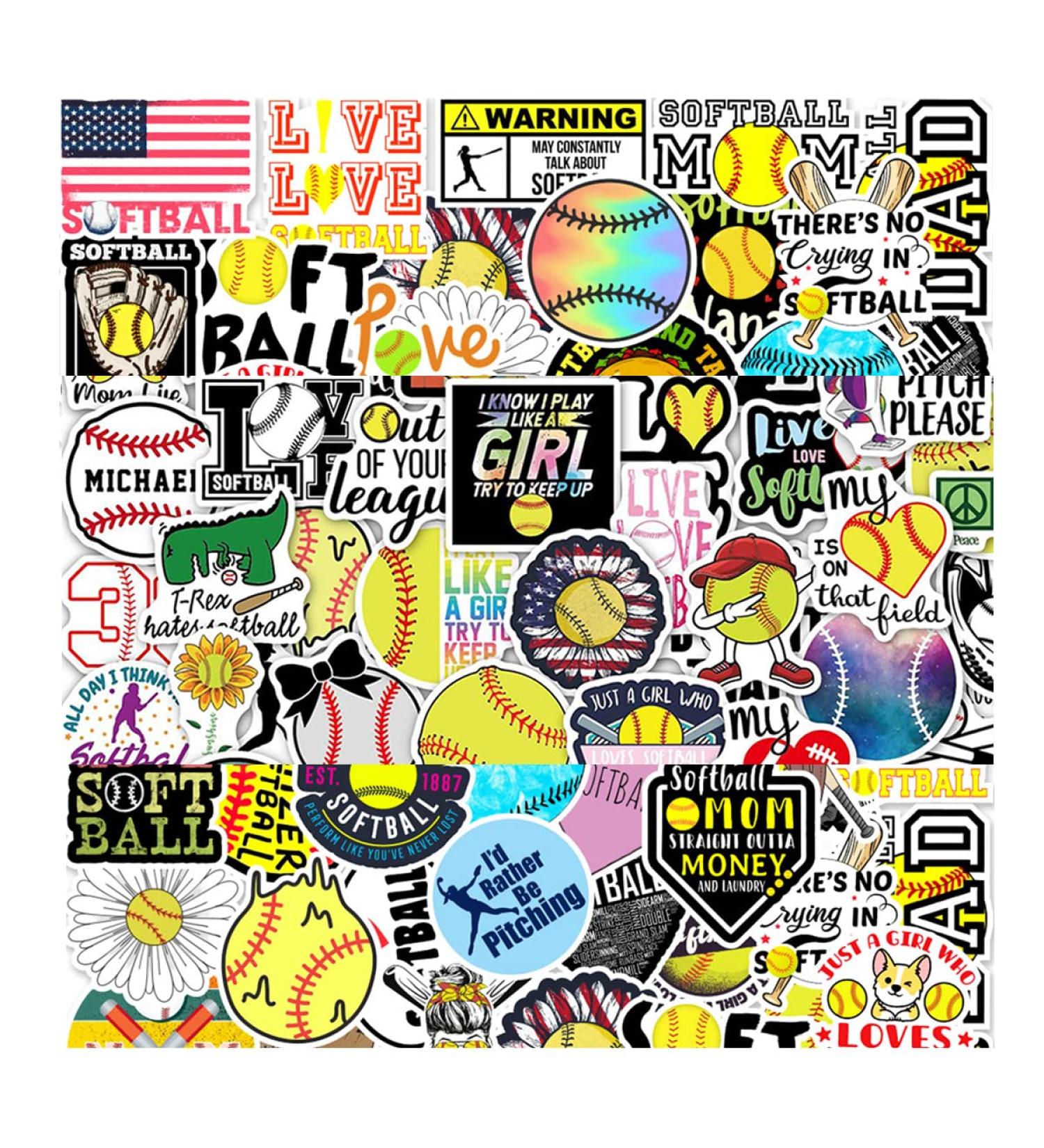 150 PCS Softball Stickers - Waterproof Vinyl Decals for Scrapbooking, Laptop, Water Bottles - Motivational Accessories for Teens Girls - Buy Online on GoSupps.com