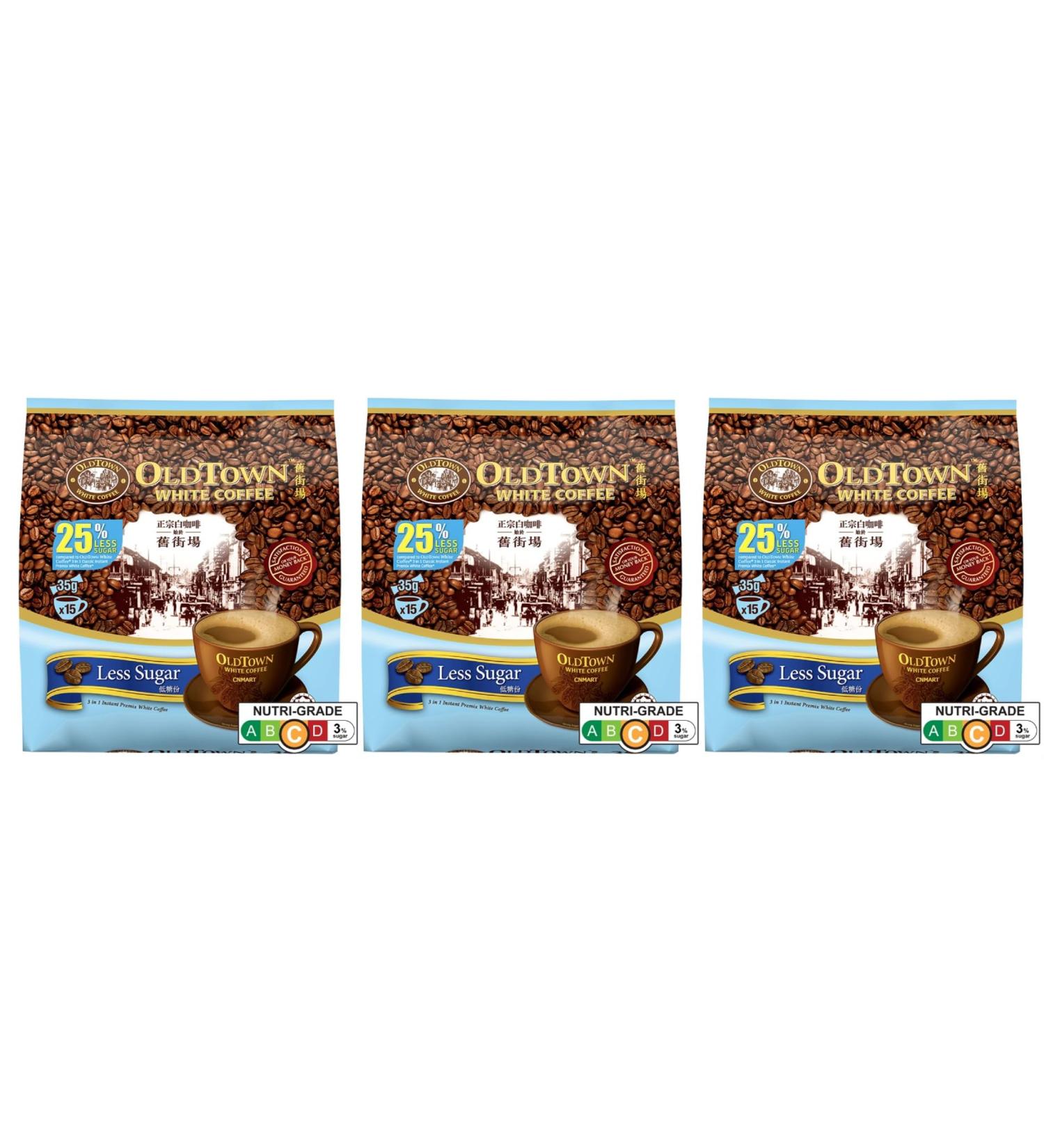 CNMART Malaysia Oldtown 3 in 1 White Coffee 25% Less Sugar 15 Sachets (Pack of 3) - Buy Online on GoSupps.com
