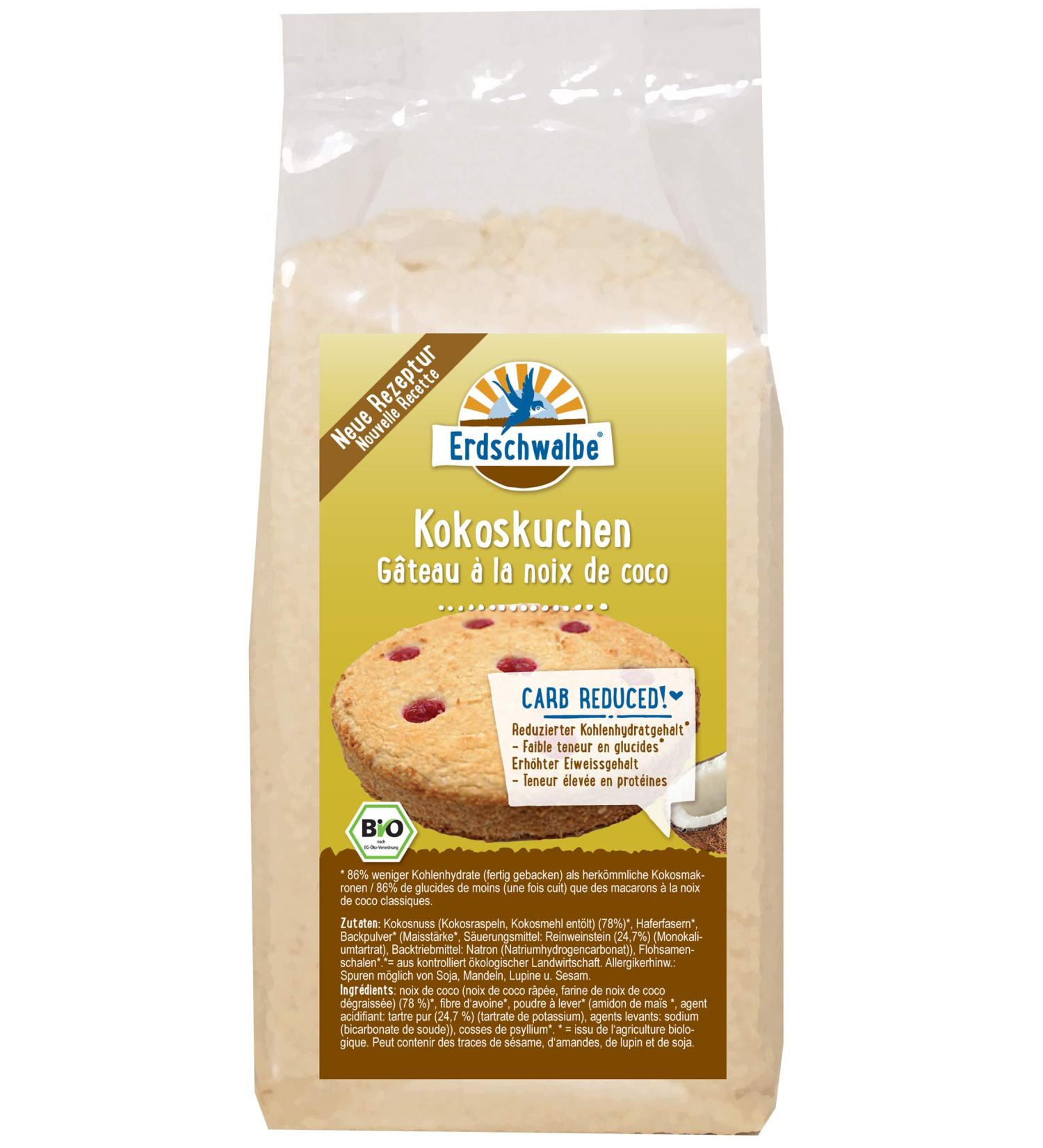 Erdschwalbe Organic Low Carb Coconut Cake baking mix - Buy Online on GoSupps.com