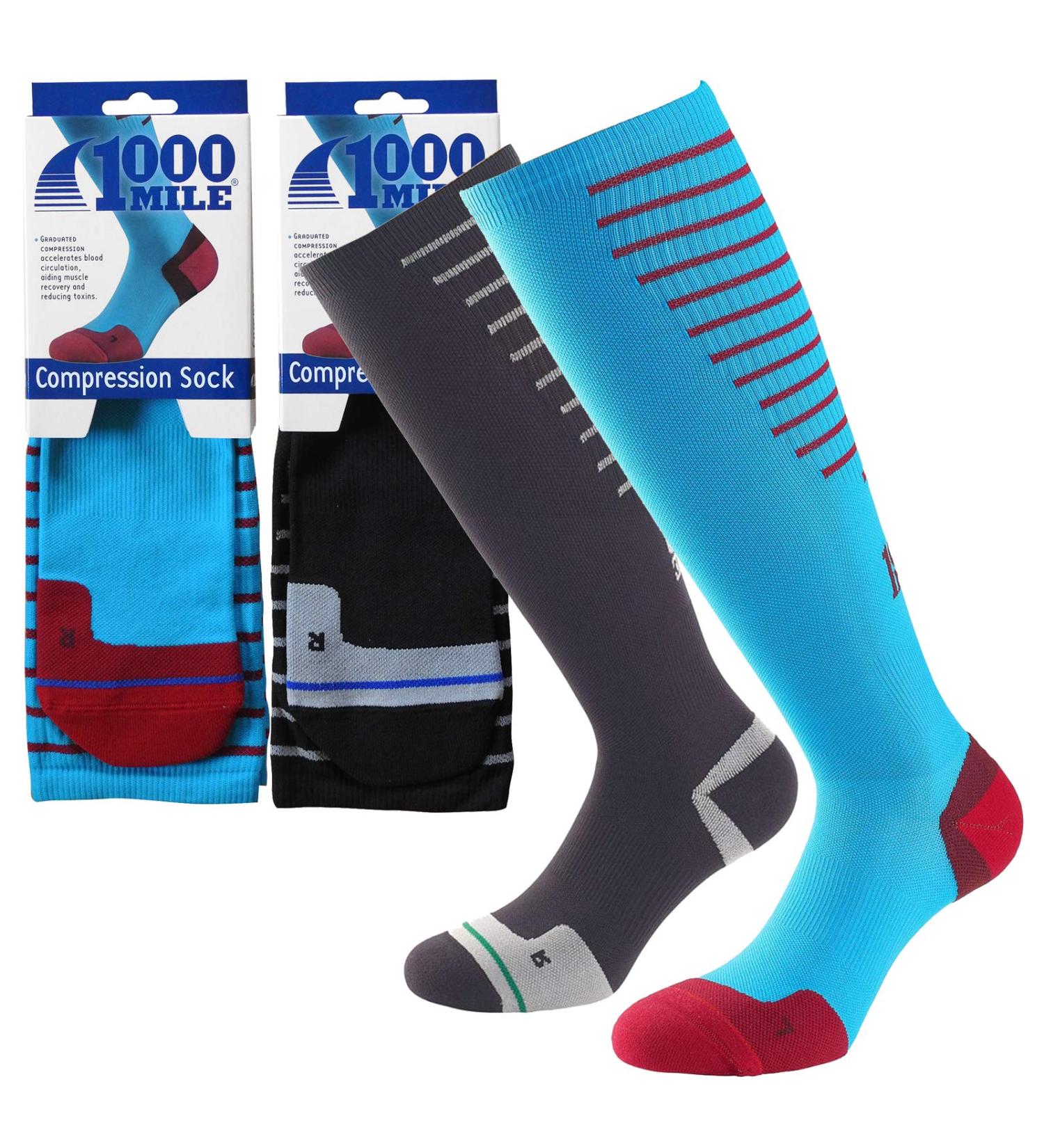 1000 Mile Ultimate Compression Socks - Unisex Increases Circulation Small UK 3-5.5 Blue - 2 Pairs for International Shipping - Buy Online on GoSupps.com