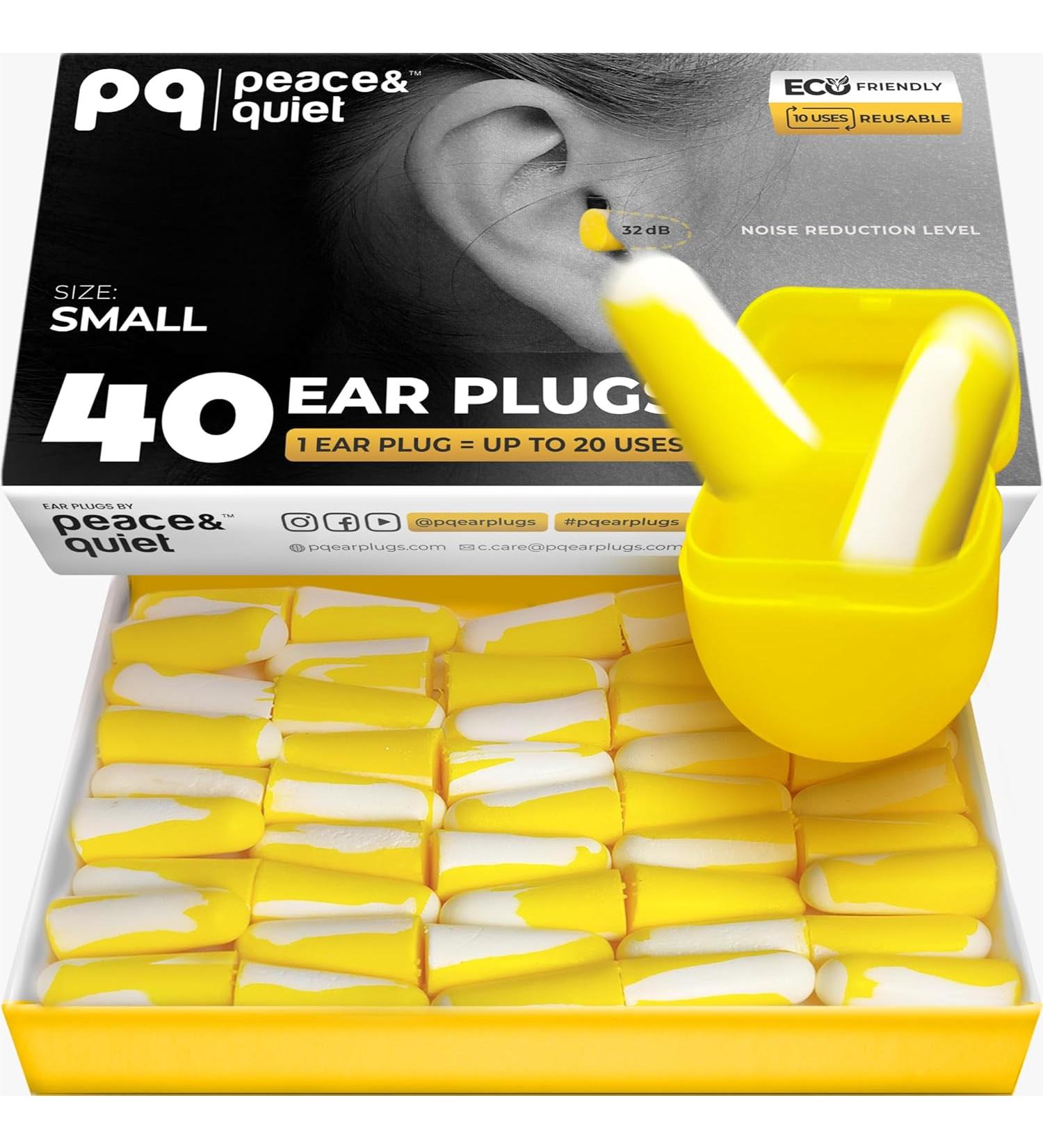 PQ Small Ear Plugs for Sleep - 40 Foam Earplugs for Small Ear Canals, 32 dB Noise Cancelling, Soft & Premium Earplugs for Men and Women - Block Snoring Effectively - Buy Online on GoSupps.com