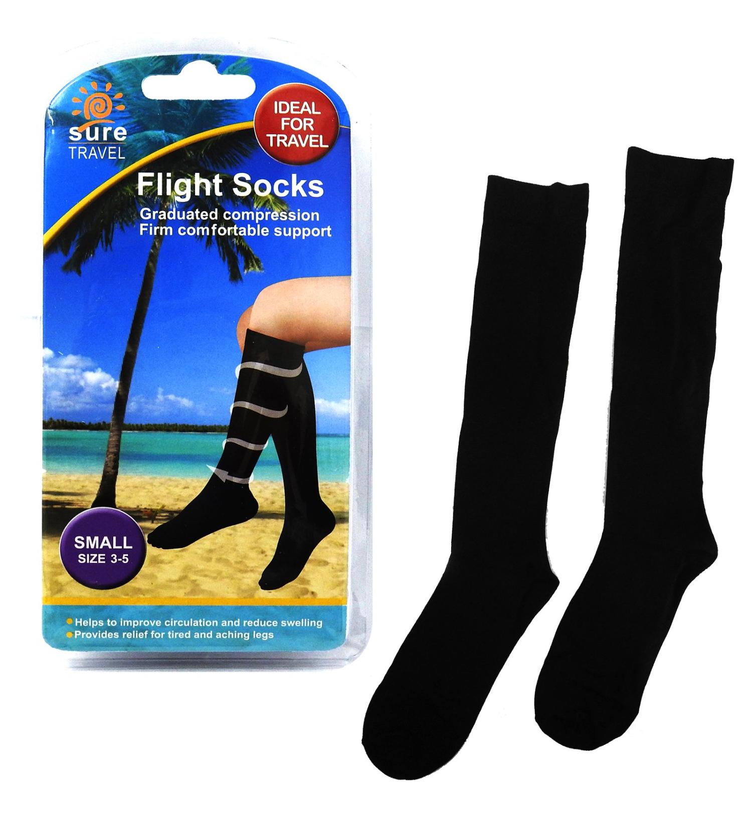 Sure Travel Unisex Compression Socks for Men and Women Comfortable Fit Size L Black