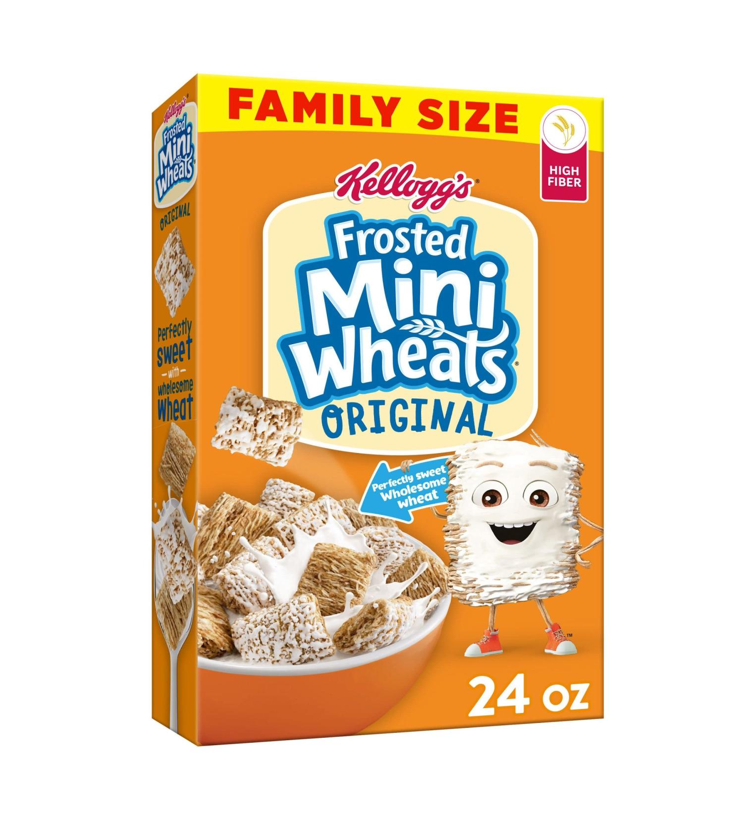 Kellogg's Frosted Mini-Wheats Cereal 24oz Family Size - High-Fiber, Whole Grain, Original Flavor - Buy Online on GoSupps.com