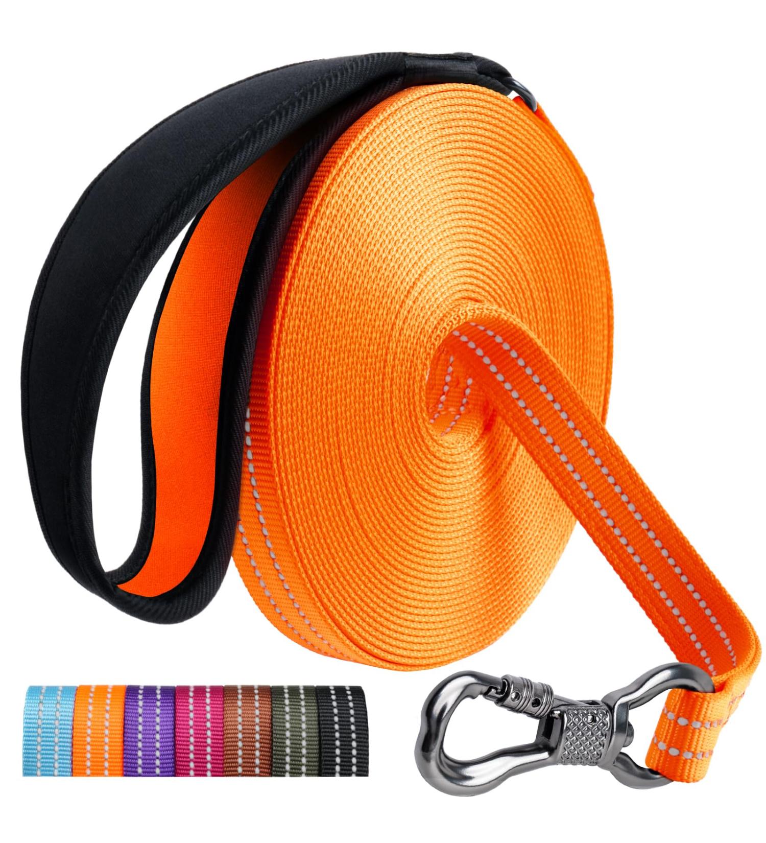 Buy X XBen 20m Long Robust Dog Leash | Reflective Training Line with Lockable Carabiner for Small & Medium Dogs | Convenient Hand Loop - Light Orange - Buy Online on GoSupps.com