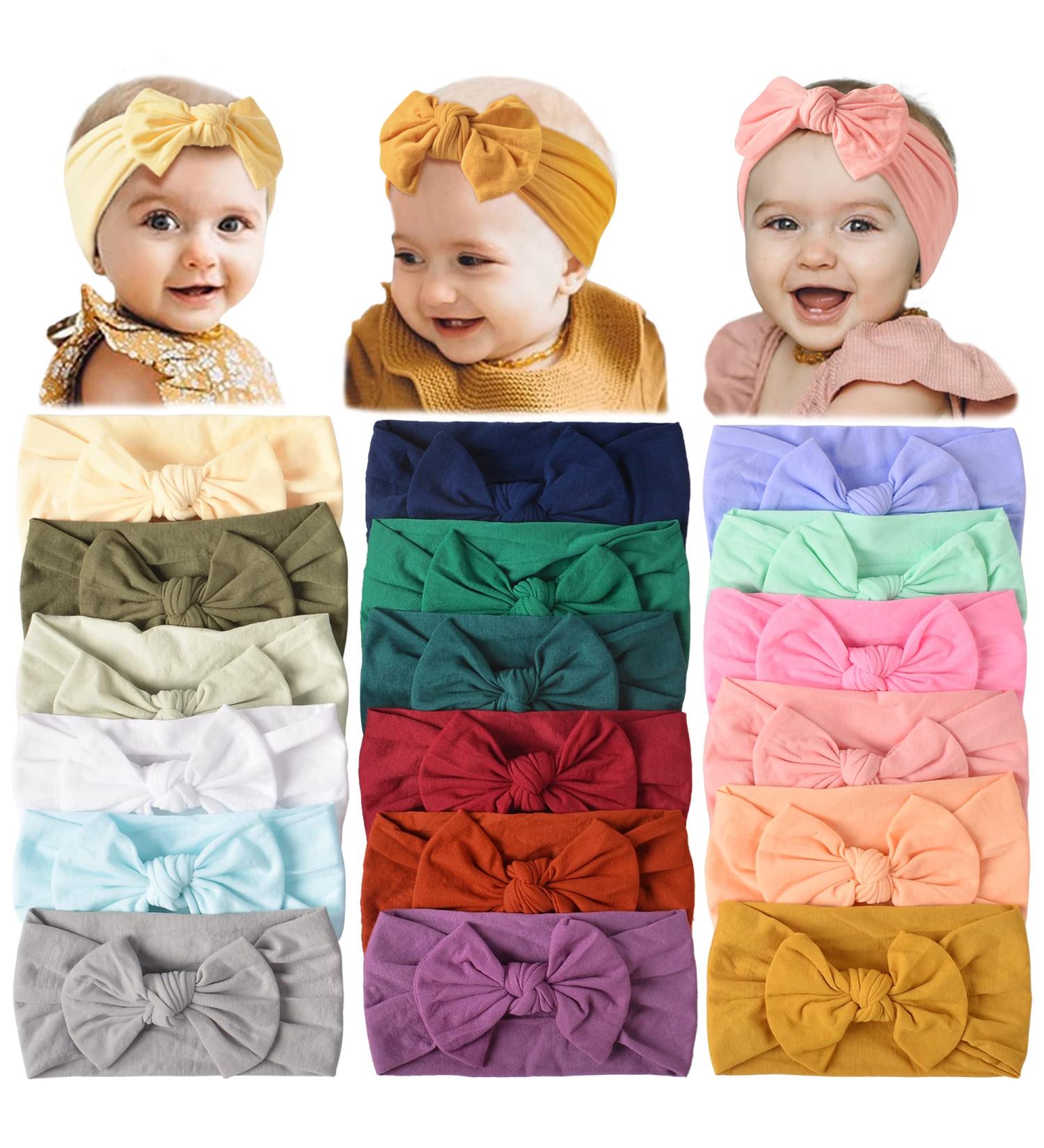 18PCS Baby Nylon Headbands Hair Bows for Girls - Newborn to Toddler - Buy Online on GoSupps.com