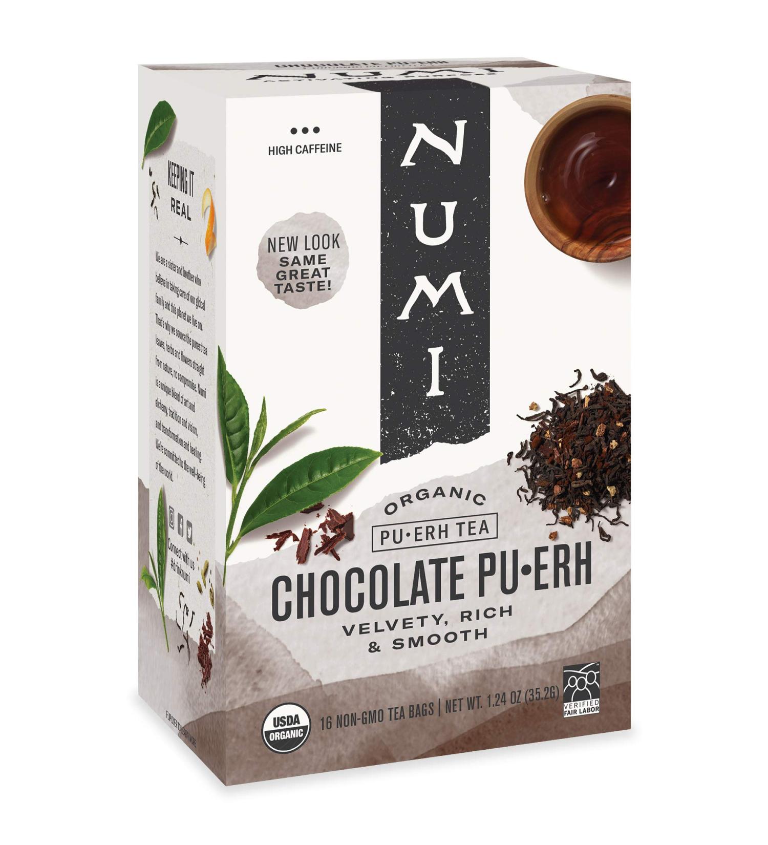 Numi Organic Chocolate Pu-erh Tea - 16 Count Black Tea Bags | Rich Flavor & Quality - Buy Online on GoSupps.com