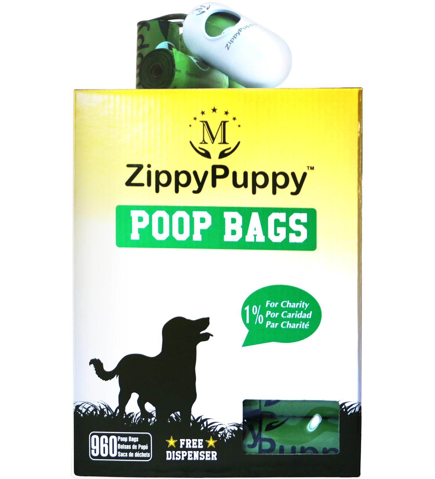 960 Dog Poop Bags 100% Leak-Tear Proof. ZippyPuppy Bags are EPI TDPA Certified Unscented Easy to Open even in Winter. Feminine hygiene Diaper disposable bags. We donate 1% to Charity. 960 Unscented Bags with Dispenser - Buy Online on GoSupps.com