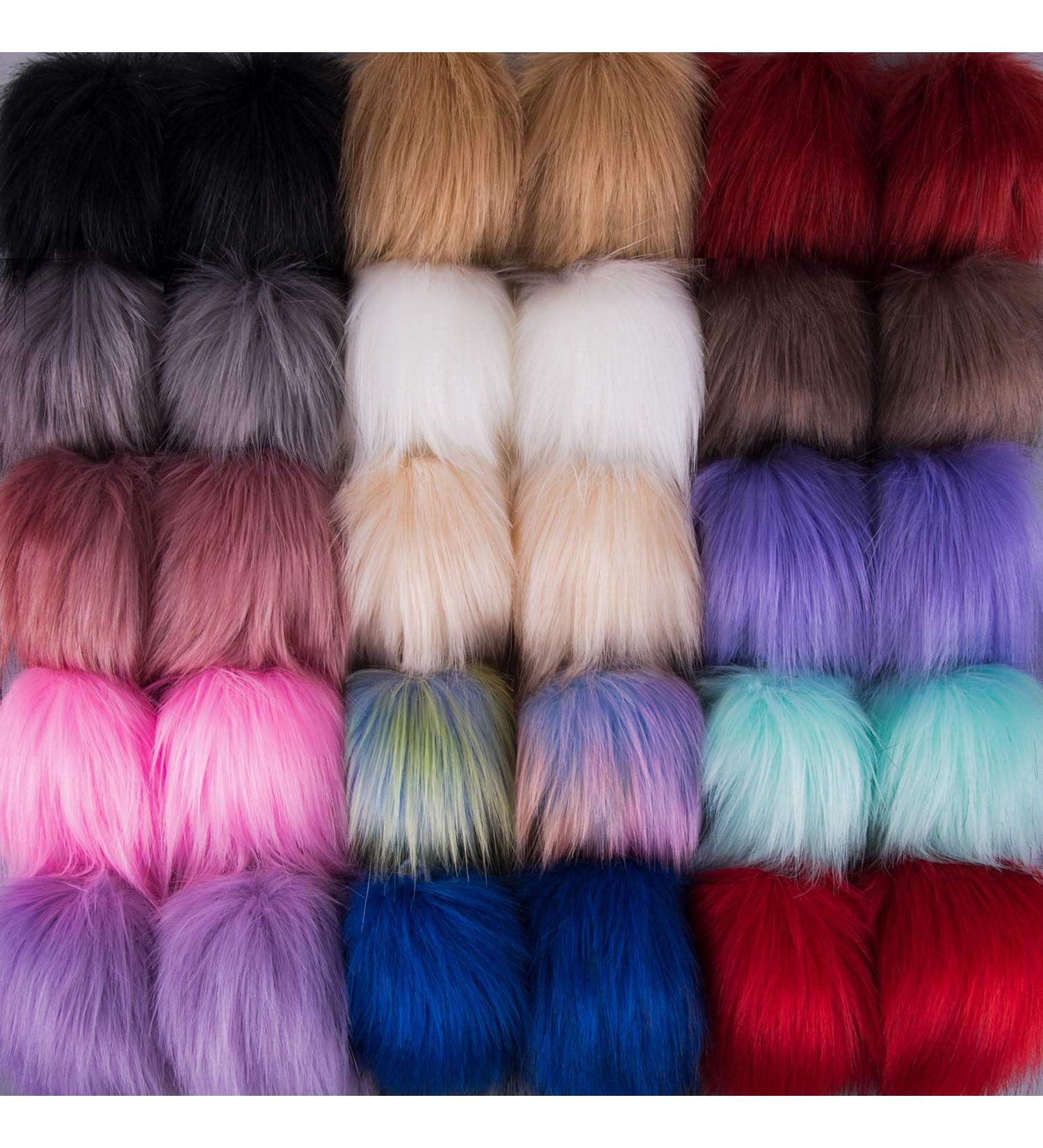 SIQUK 30 Pieces Faux Fur Pom Pom Set - Fluffy Fox Fur Pom Poms for Hats, Scarves, and Bags - 15 Bright Colors - 2 Pcs Per Color - Buy Online on GoSupps.com