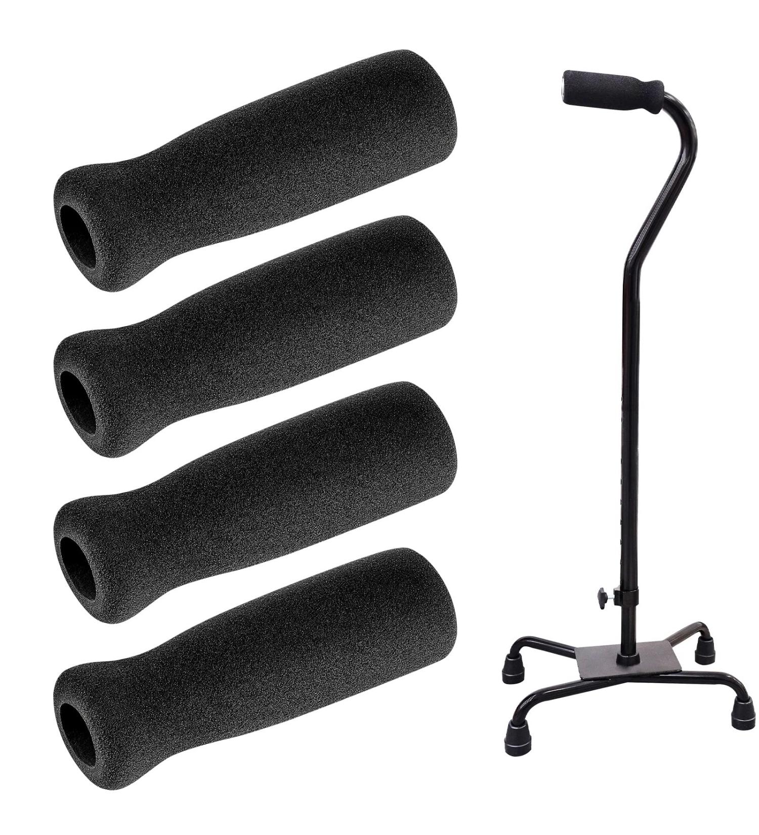 Cane Grip Replacement Foam Handlebars - 4 Pack Black - 4.53 x 0.98 x 0.98 Inch - Buy Online on GoSupps.com