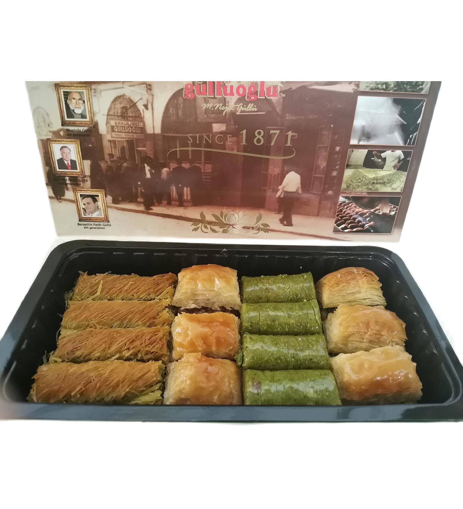 Gulluoglu Assorted Turkish Baklava Mix - Pistachio, Walnut, and Kadaif - 14 Pieces (1.1 lb) - Authentic Turkish Dessert Variety Pack - Buy Online on GoSupps.com