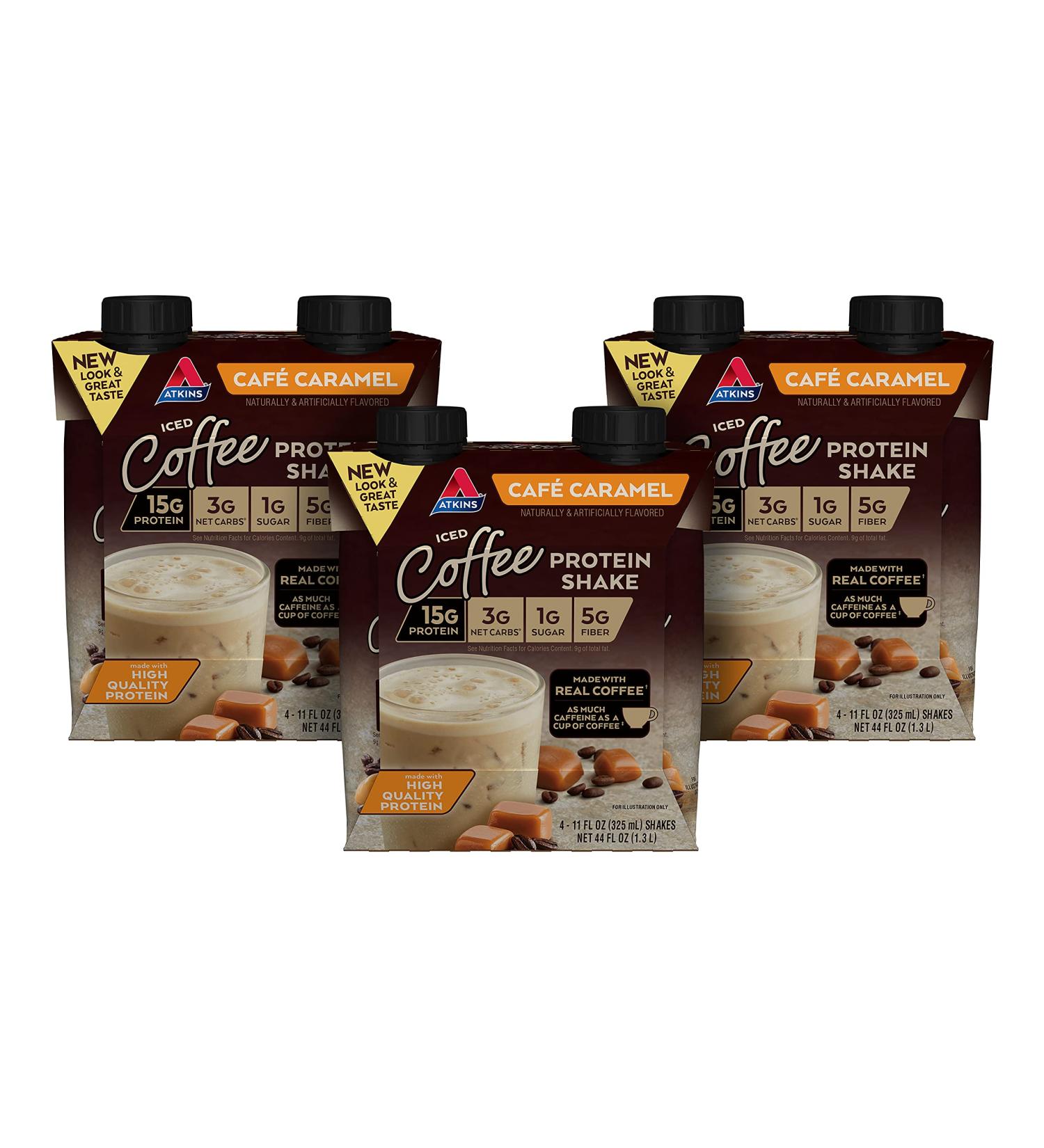 Atkins Caf Caramel Protein Shake - 12 Pack | Keto-Friendly, Gluten-Free, Coffee & Protein Rich - Buy Online on GoSupps.com