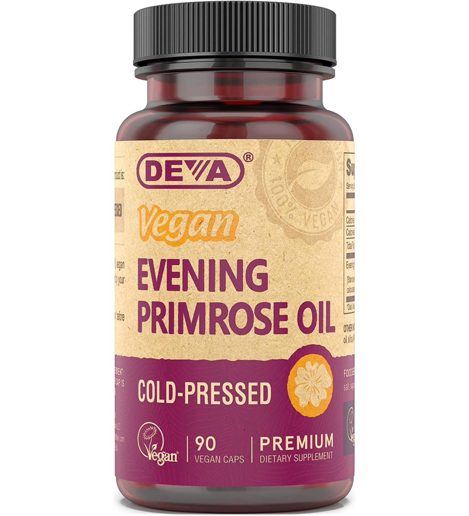 Deva Vegan Evening Primrose Oil - 90 Premium Vegan Capsules for Skin & Hormonal Balance - Buy Online on GoSupps.com