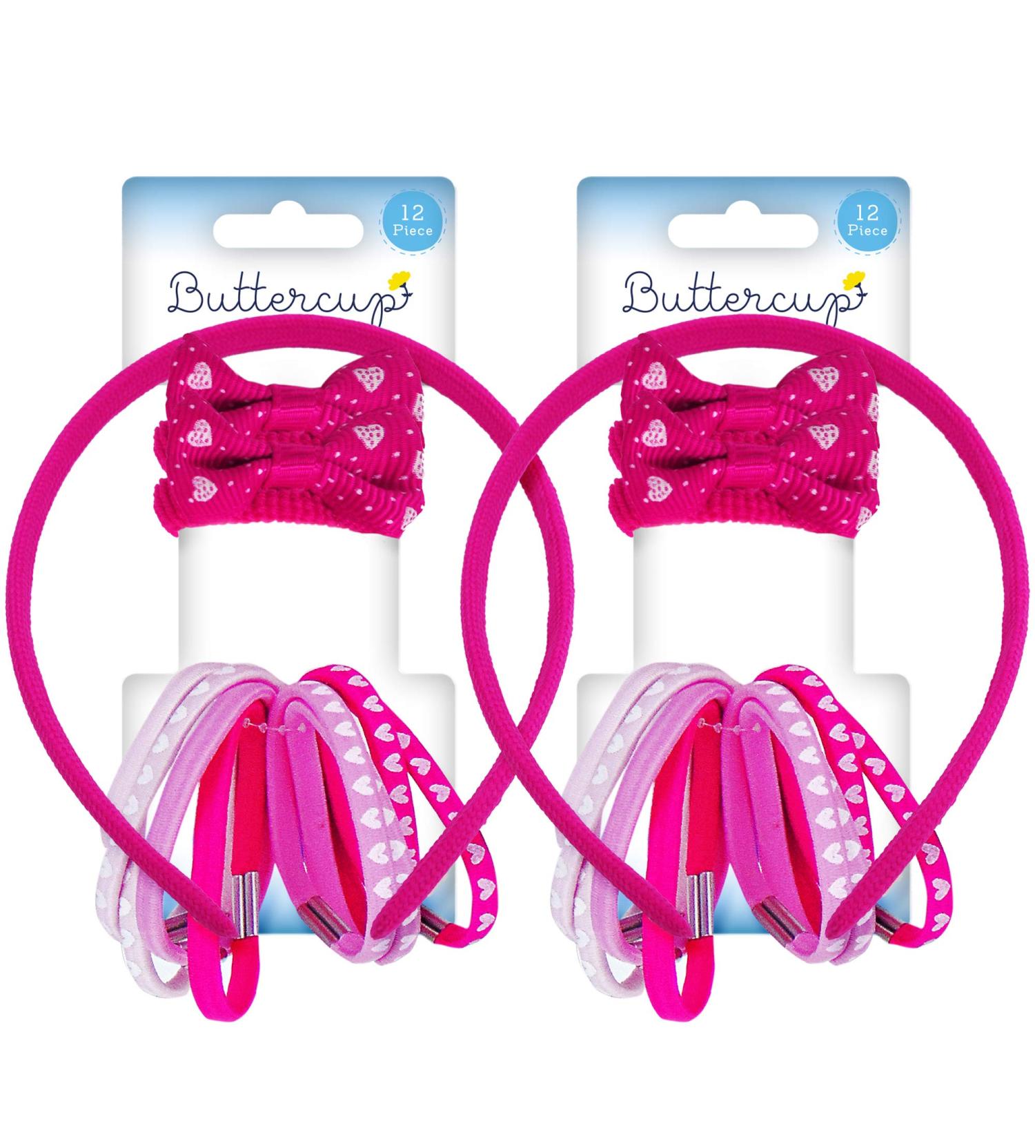 24pk Hair Accessory Set | Includes 18 Hair Bands 4 Hair Ties with Bows and 2 Headbands in Pink by Buttercup Hair Accessories - Buy Online on GoSupps.com