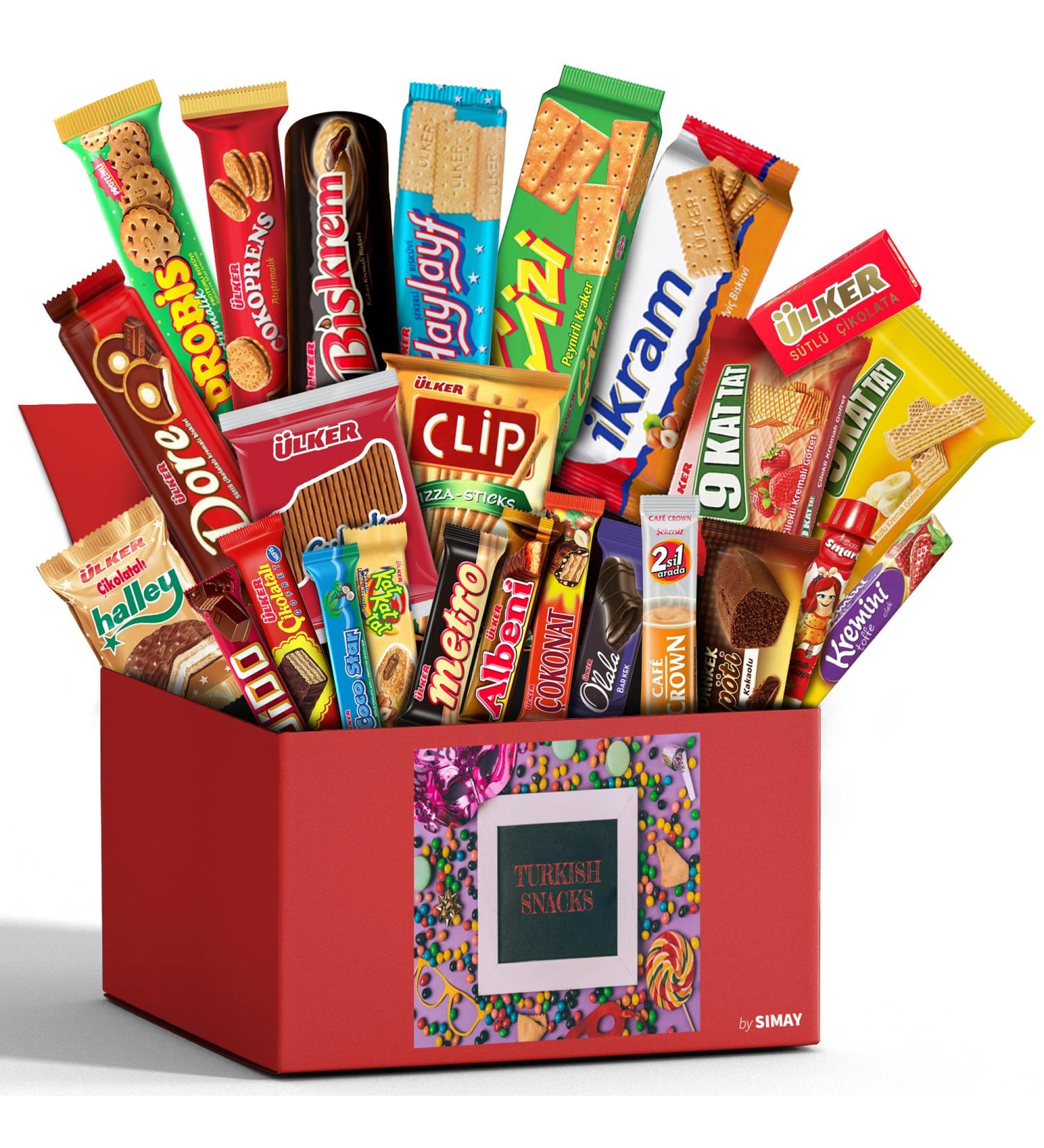 Eros Foreign Snacks Box  European Chocolates  Candy  Cookies  25 Count Variety International Snacks Turkish Snacks Box Foreign Candy Gift Box  Healthy Snack Box from Around the World 2.9 lb. - Buy Online on GoSupps.com