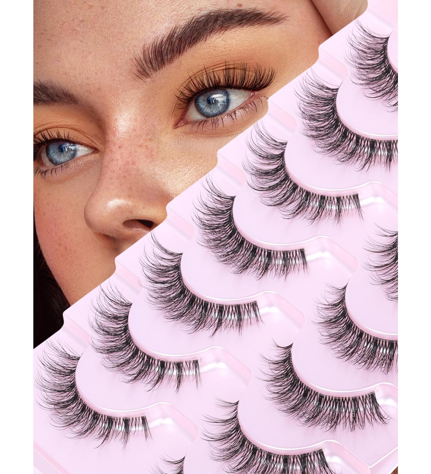Goddvenus Russian Strip Lashes - Cat Eye Wispy False Eyelashes for Natural Volume (33C) - Buy Online on GoSupps.com