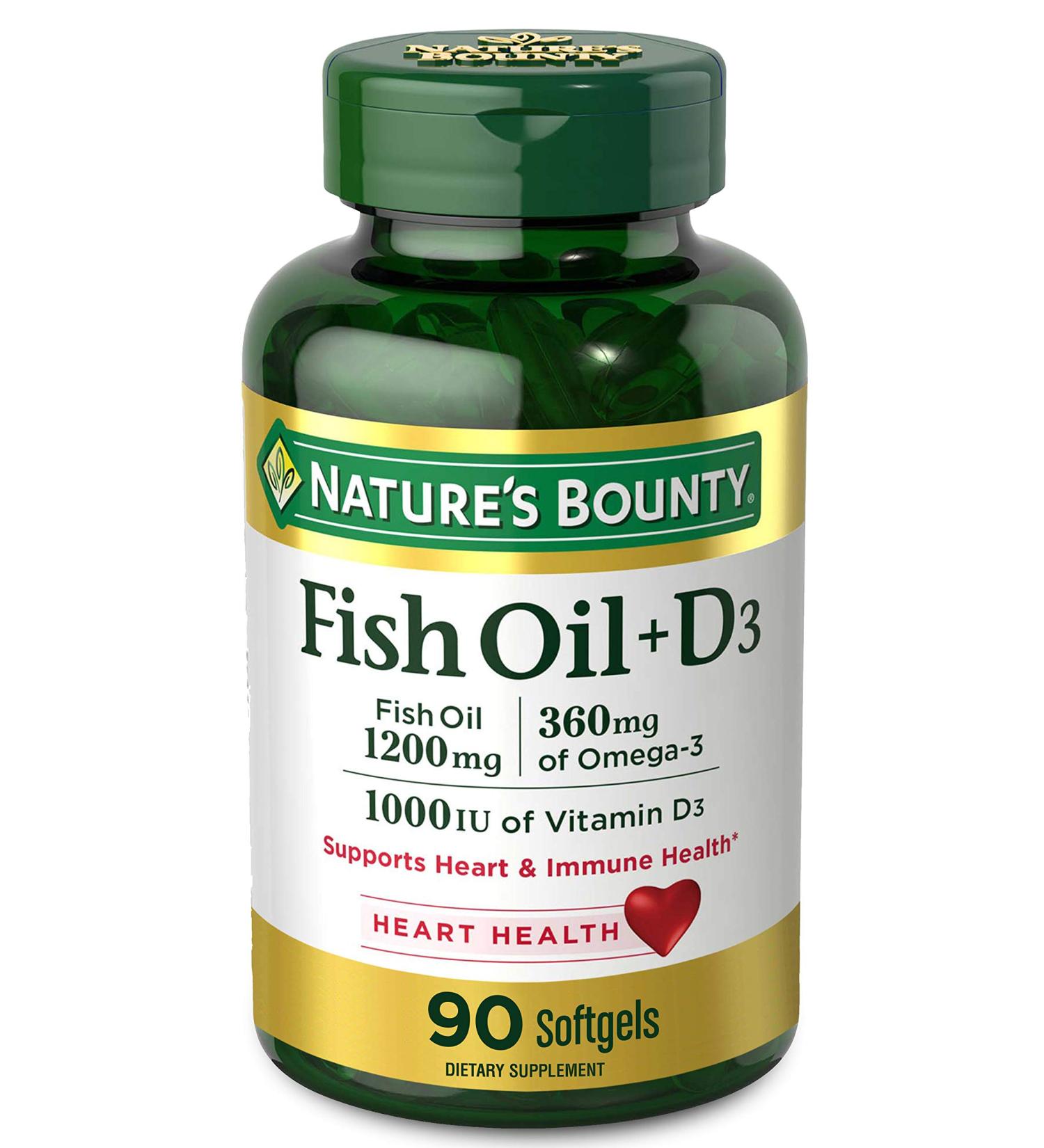 Nature's Bounty Fish Oil + D3 90 Softgels - Heart & Immune Support - Buy Online on GoSupps.com
