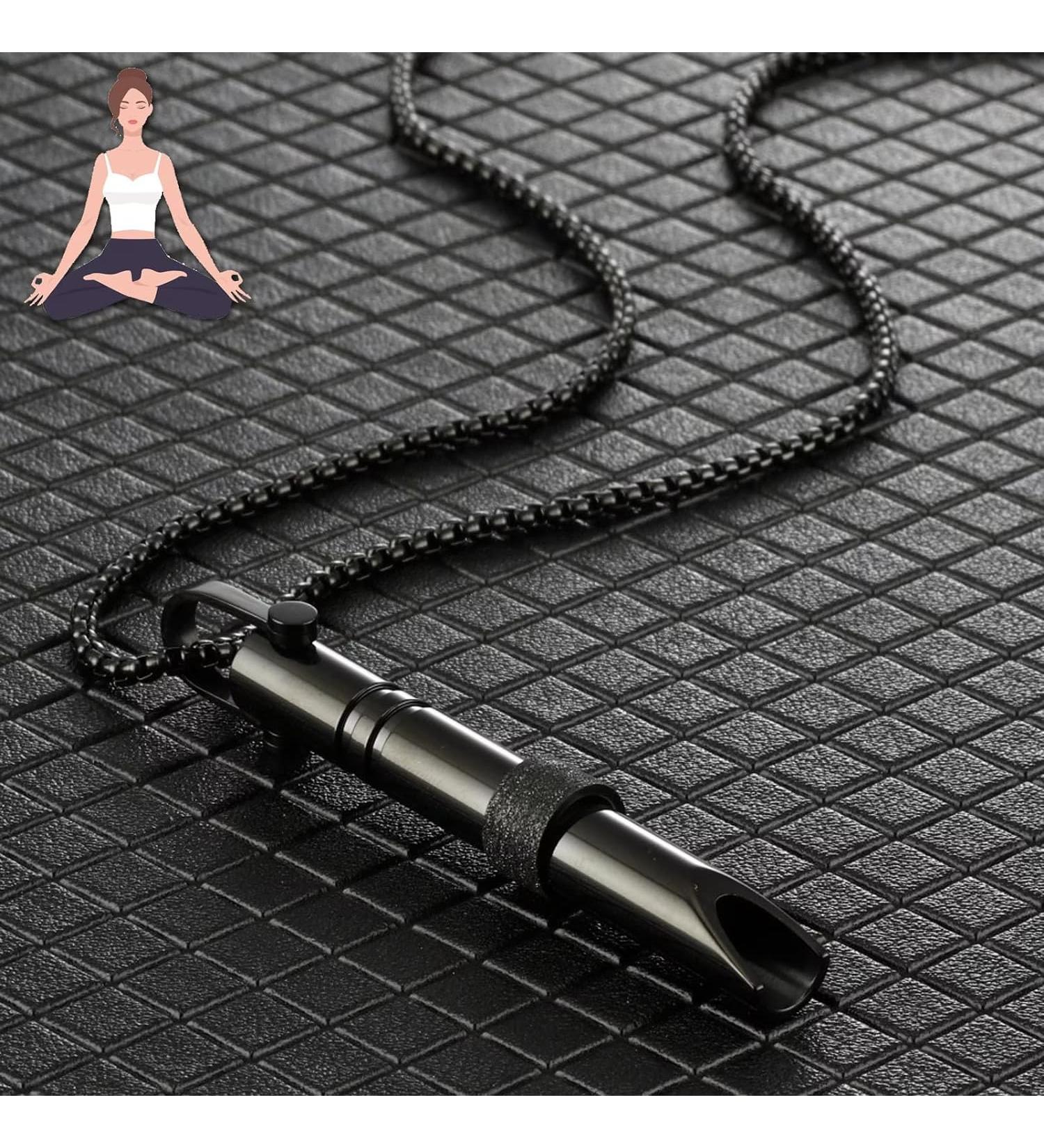 Anxiety Relief Necklace Anapana Breathing Necklace Calm Carry for Anxiety-Portable Stainless Steel Whistle Anxiety Necklace for Breathing Exercises Meditation Anxiety Gifts for Women(Black) - Buy Online on GoSupps.com