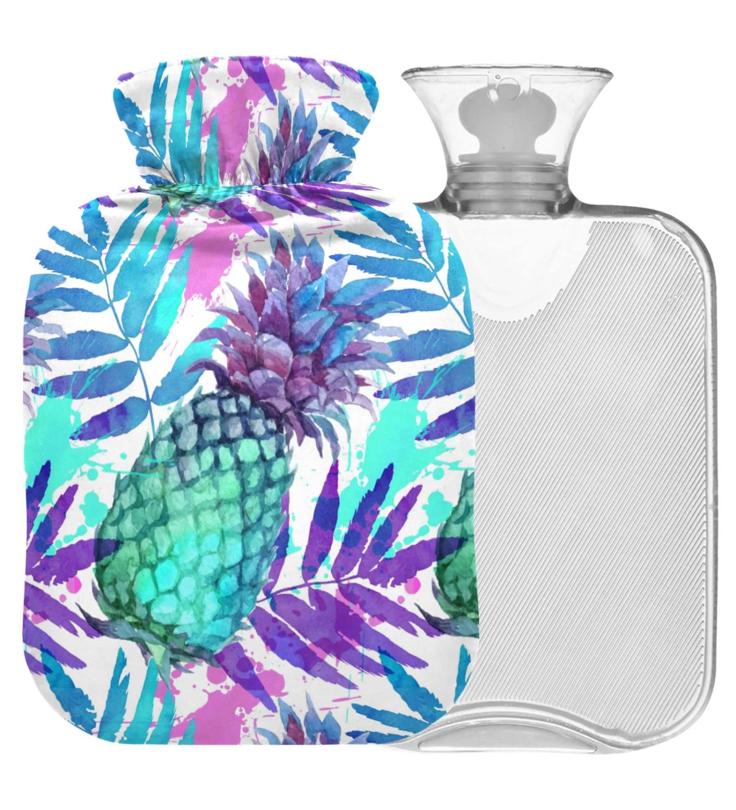 Colorful Watercolor Pineapple Hot Water Bottle - 1L for Pain Relief & Warmth | Naanle International Shipping - Buy Online on GoSupps.com