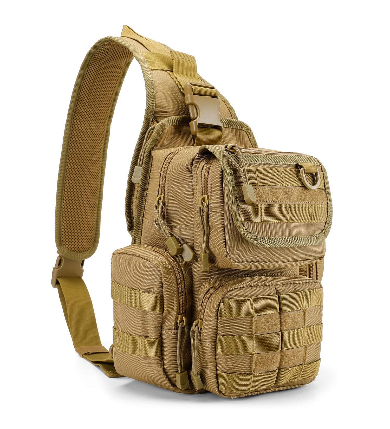 G4Free Tactical Breast Pocket Military Shoulder Bag | Molle Army Crossbody Sling Pack for Travel Hiking & Camping - Tan - Buy Online on GoSupps.com