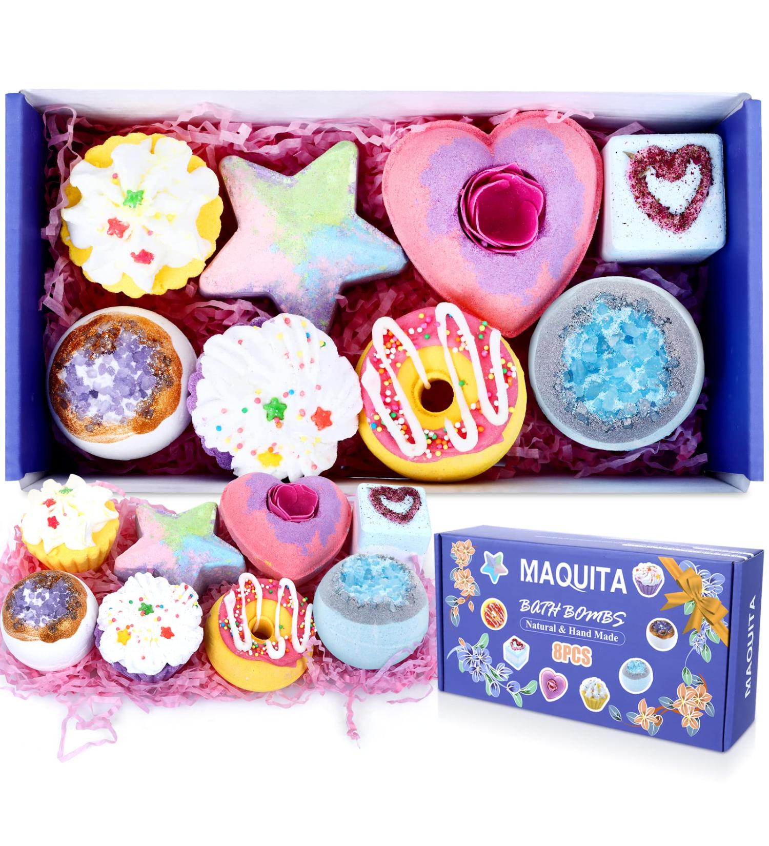 Bathing Bombs Gift Set - 8 Pieces for Mental Relaxation & Stress Relief | Perfect Valentine's Birthday & Christmas Gifts for Women - Buy Online on GoSupps.com