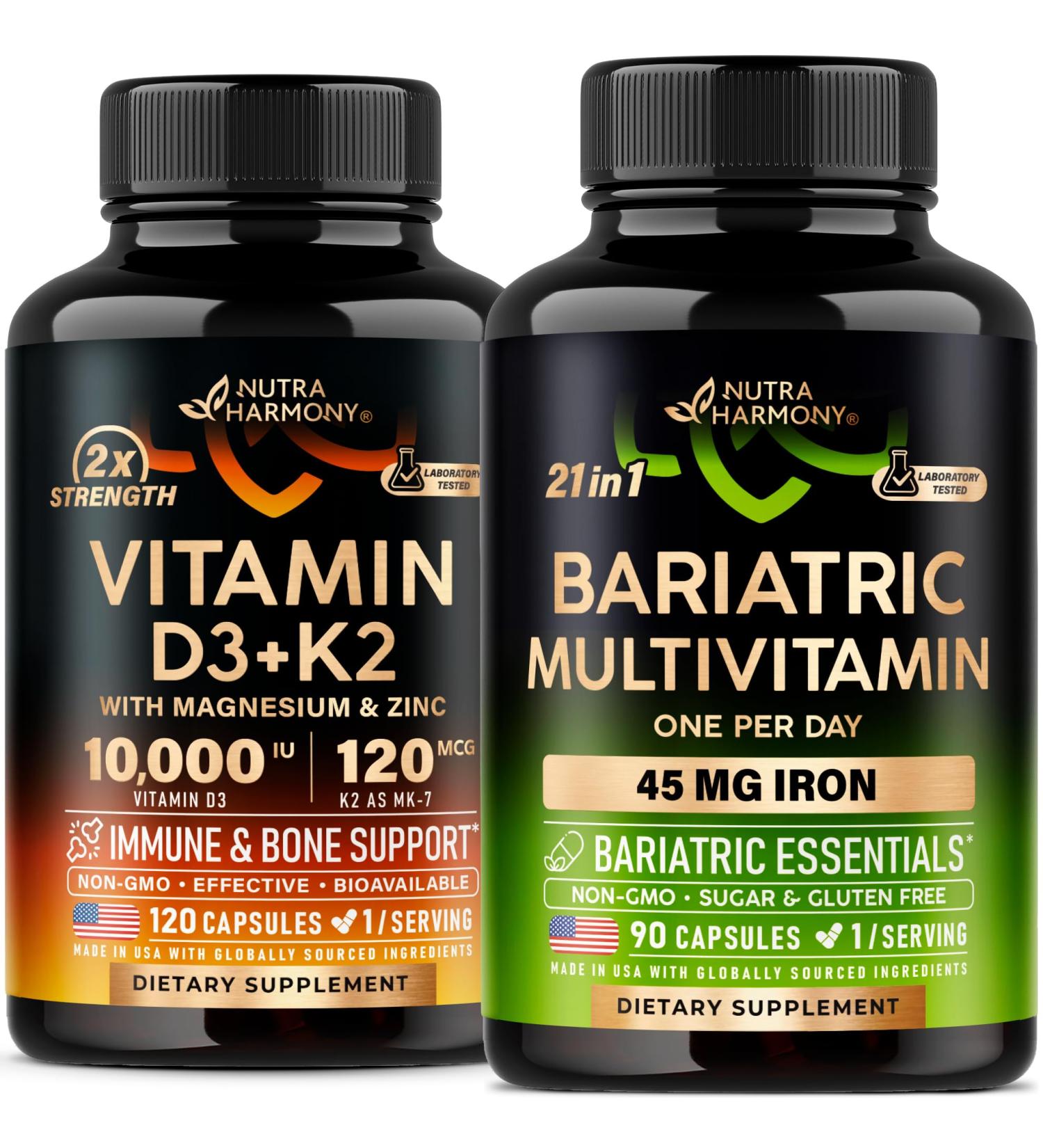 NUTRAHARMONY Vitamin D3 K2 & Bariatric Multivitamin Capsules