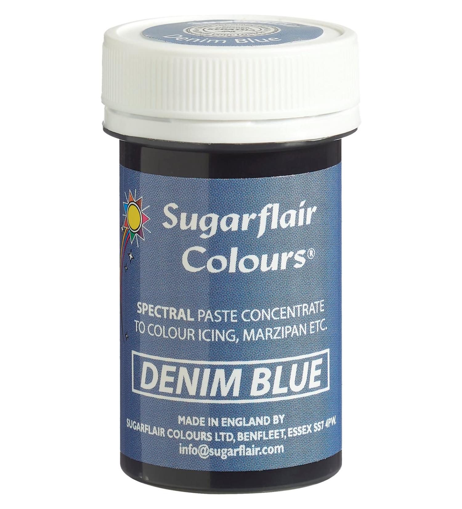 Sugarflair Denim Spectral Food Colouring Paste - 25g | Highly Concentrated Dye for Sugar Pastes, Buttercream, Royal Icing & Cake Mix | Vibrant Blue Shade - Buy Online on GoSupps.com