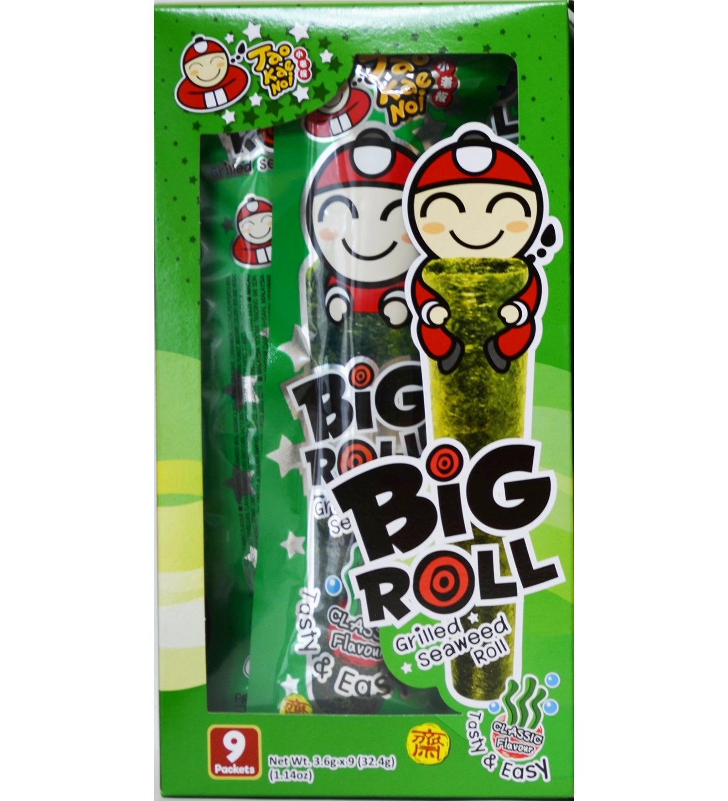 Tao Kae Noi Big Roll Grilled Seaweed Roll 9 Packets Per Box, (32.4 g) - 3 Boxes (Classic Flavour)