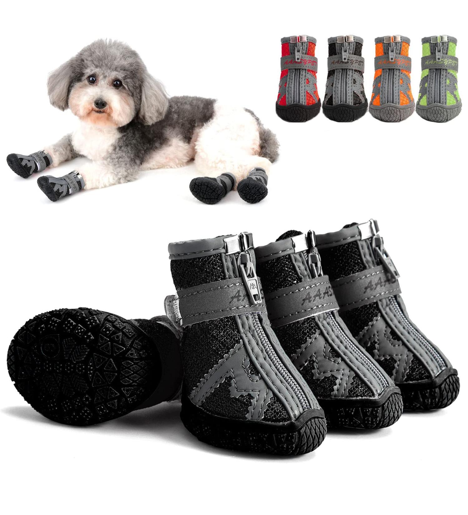 Zweitea Small Dog Shoes - Breathable Fabric Slip-Resistant Reflective Boots for Chihuahua - Paw Protection & Robust Sole (Black 1.1 x 1.38) - Buy Online on GoSupps.com