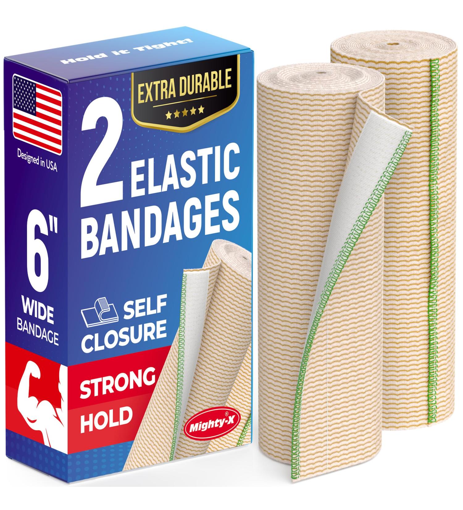 Premium Elastic Bandage Wrap 6" (2pk) - Strong Compression Self-Closing & Reusable for Legs Knee Abdomen & Lymphedema - Ideal Body Wrap - Buy Online on GoSupps.com