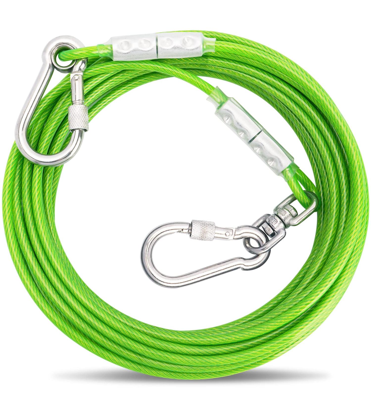 Green Dog Tie Out Cable Lead With Steel Buckle 3/6/9/15m Dog Runner Cable with Swivel Hook Dog Leash Run Tether for Yard Outdoor Camping for Dogs Pets Up to 500 LB(3m) 3M Green - Buy Online on GoSupps.com
