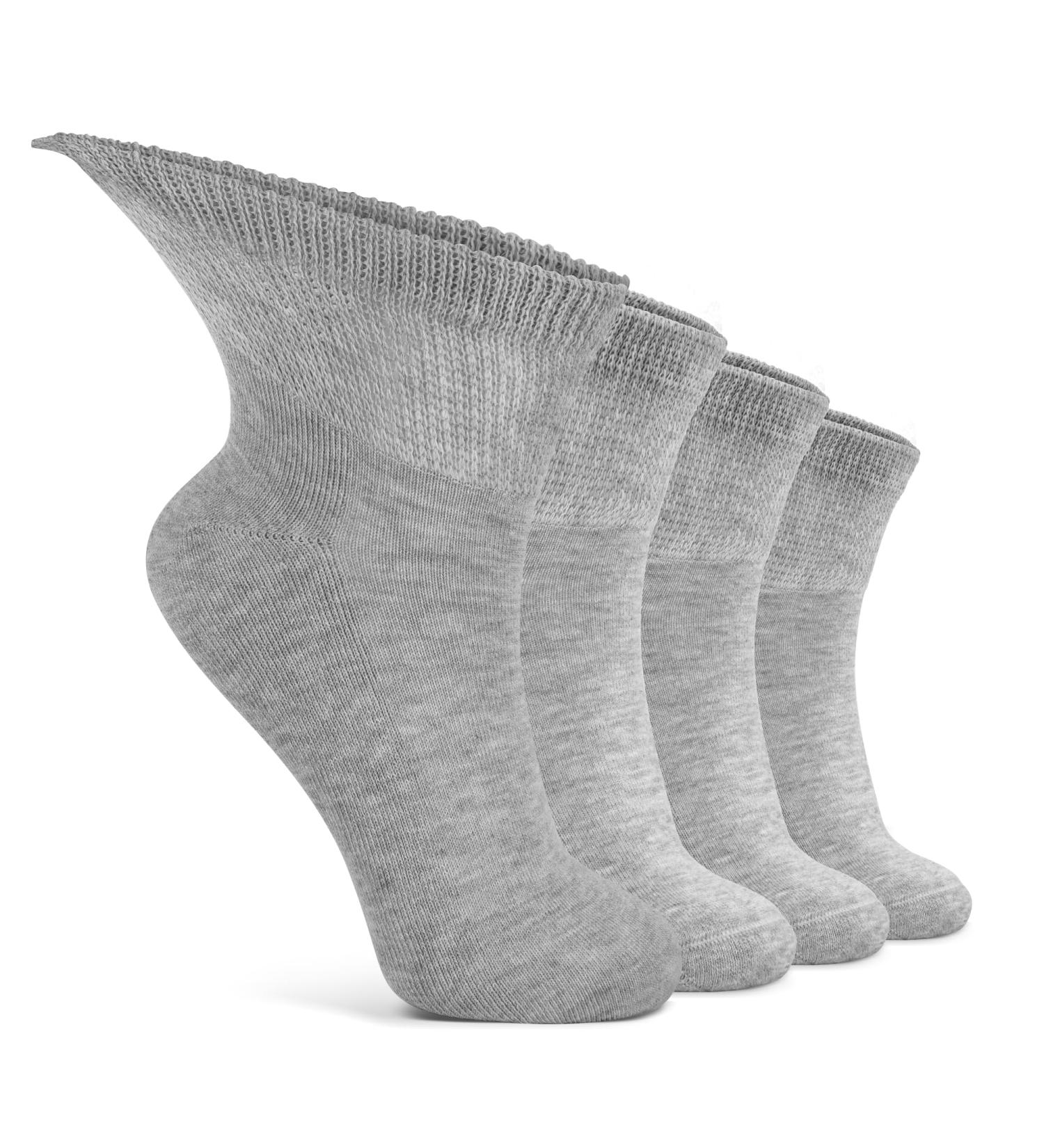 LIN Diabetic Socks for Men & Women - Non-Binding Circulatory Extra Wide Top - Quarter/Gray - 10-13 - 4 Pairs - Buy Online on GoSupps.com