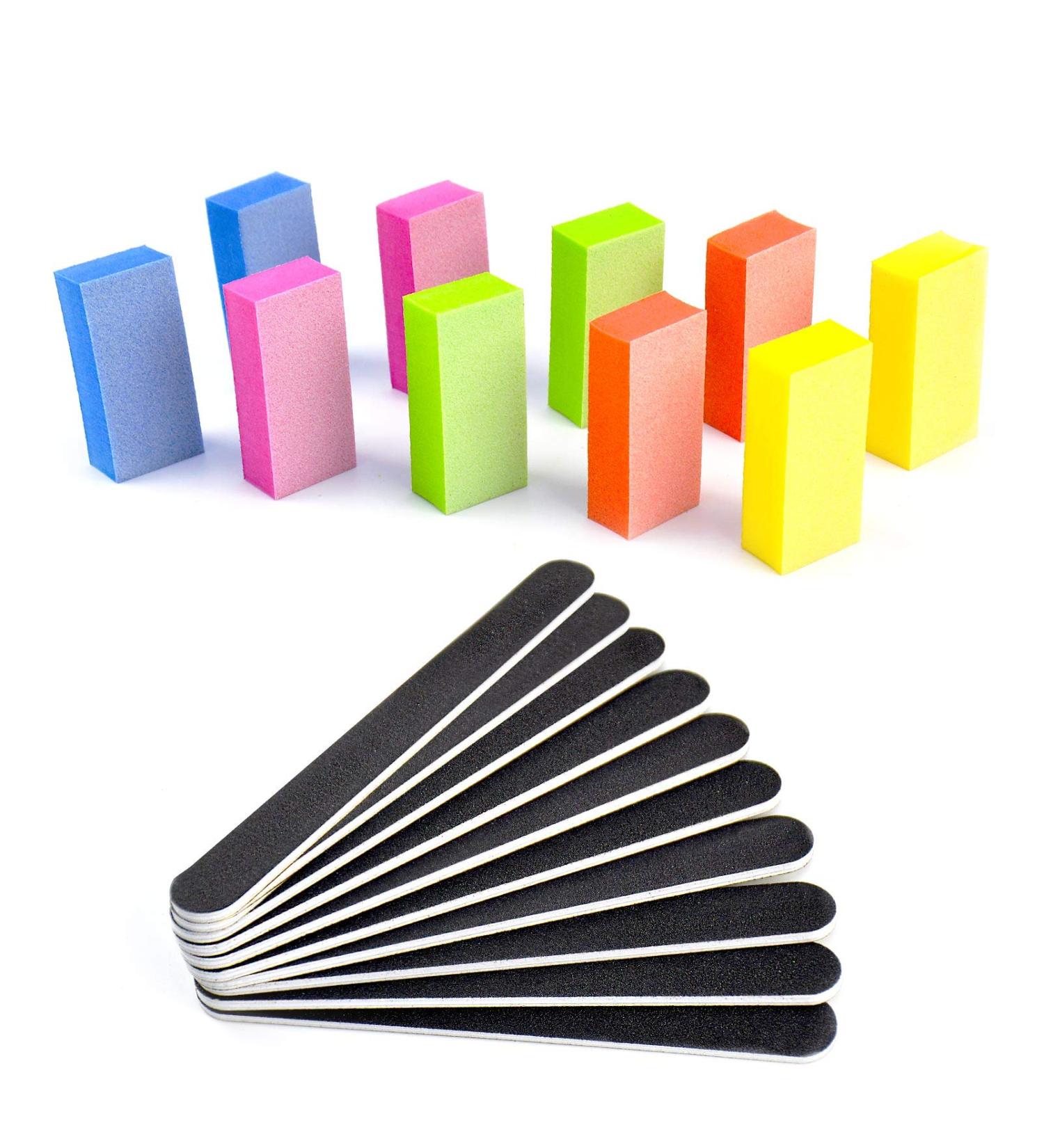 Professional Nail Files and Buffers Set - 20Pcs Double-Sided Emery Boards and Nail Buffer Shiner Blocks for Home and Salon Manicure Care - Buy Online on GoSupps.com