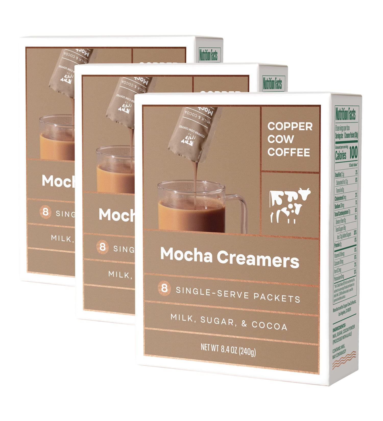 Organic Copper Cow Coffee Sweetened Mocha Creamers - 24 Pack - Buy Online on GoSupps.com