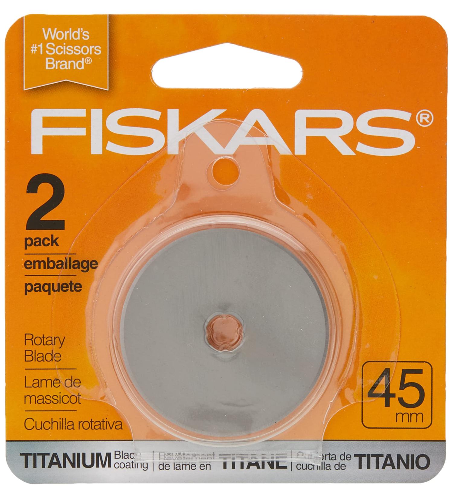 Fiskars 158290-1001 Titanium Rotaty Cutter Replacement Blades, 45mm, 2 Pack, Silver