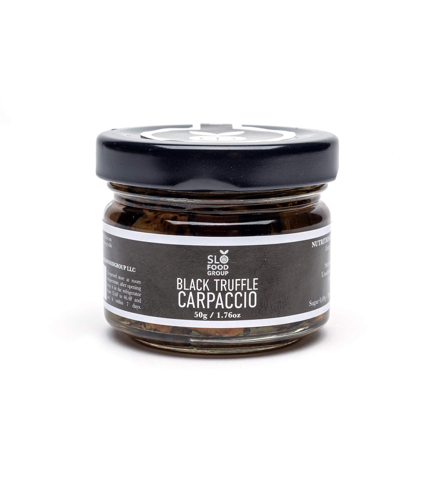 Slofoodgroup Black Summer Truffle Carpaccio (1.76 Oz) - Preserved in Olive Oil | European Sliced Truffles - Gourmet Garnish & Seasoning - Buy Online on GoSupps.com