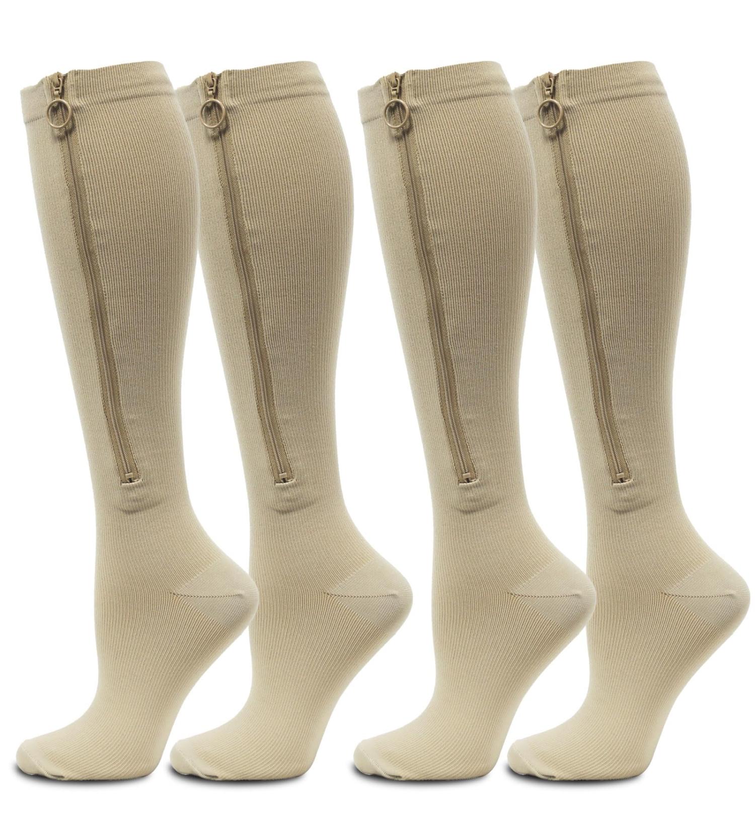 Valcatch Plus Size Zip Compression Stockings 25-30mmHg for Women & Men - Wide Calf Knit - International Shipping Available - Buy Online on GoSupps.com
