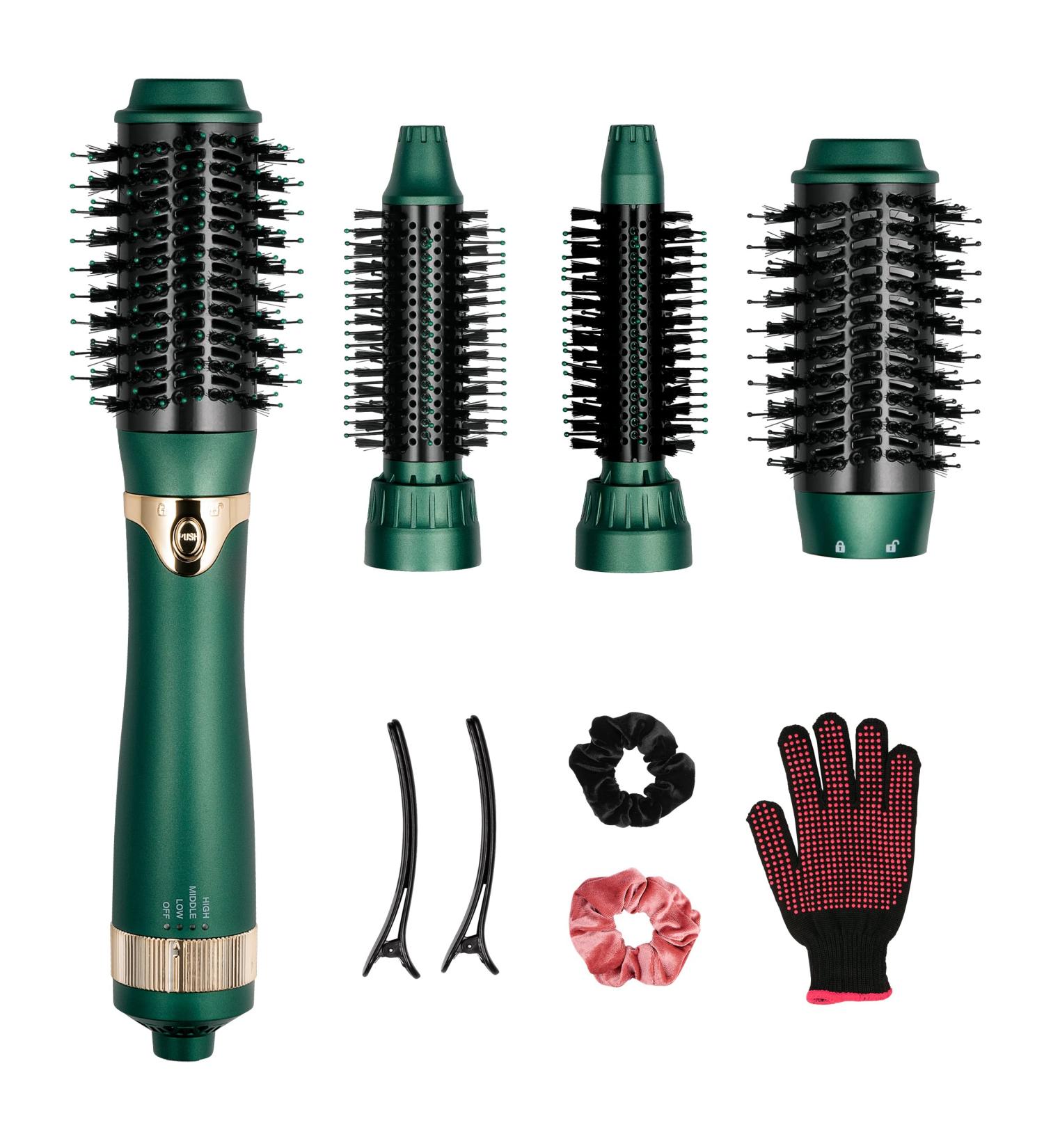 Professional Hot Air Brush for Women - 2-in-1 Hair Dryer and Styler with Interchangeable Heads - Perfect for Curling, Straightening, and Volumizing - Ideal for All Hair Types - Buy Online on GoSupps.com
