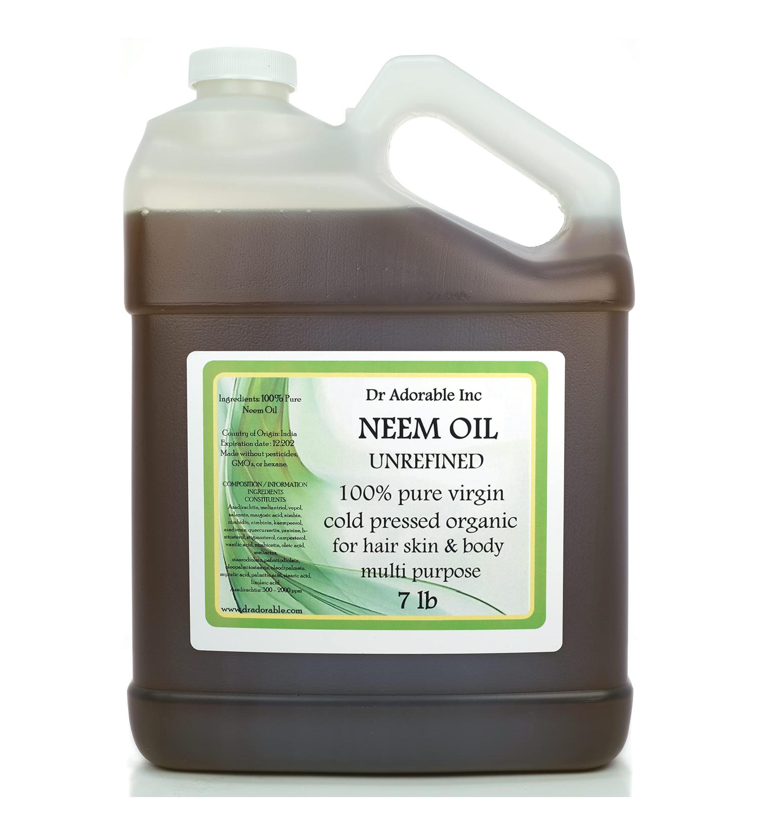 Buy Dr Adorable Neem Oil - 7 lb Unrefined 100% Pure Organic Cold Pressed - International Shipping Available - Buy Online on GoSupps.com