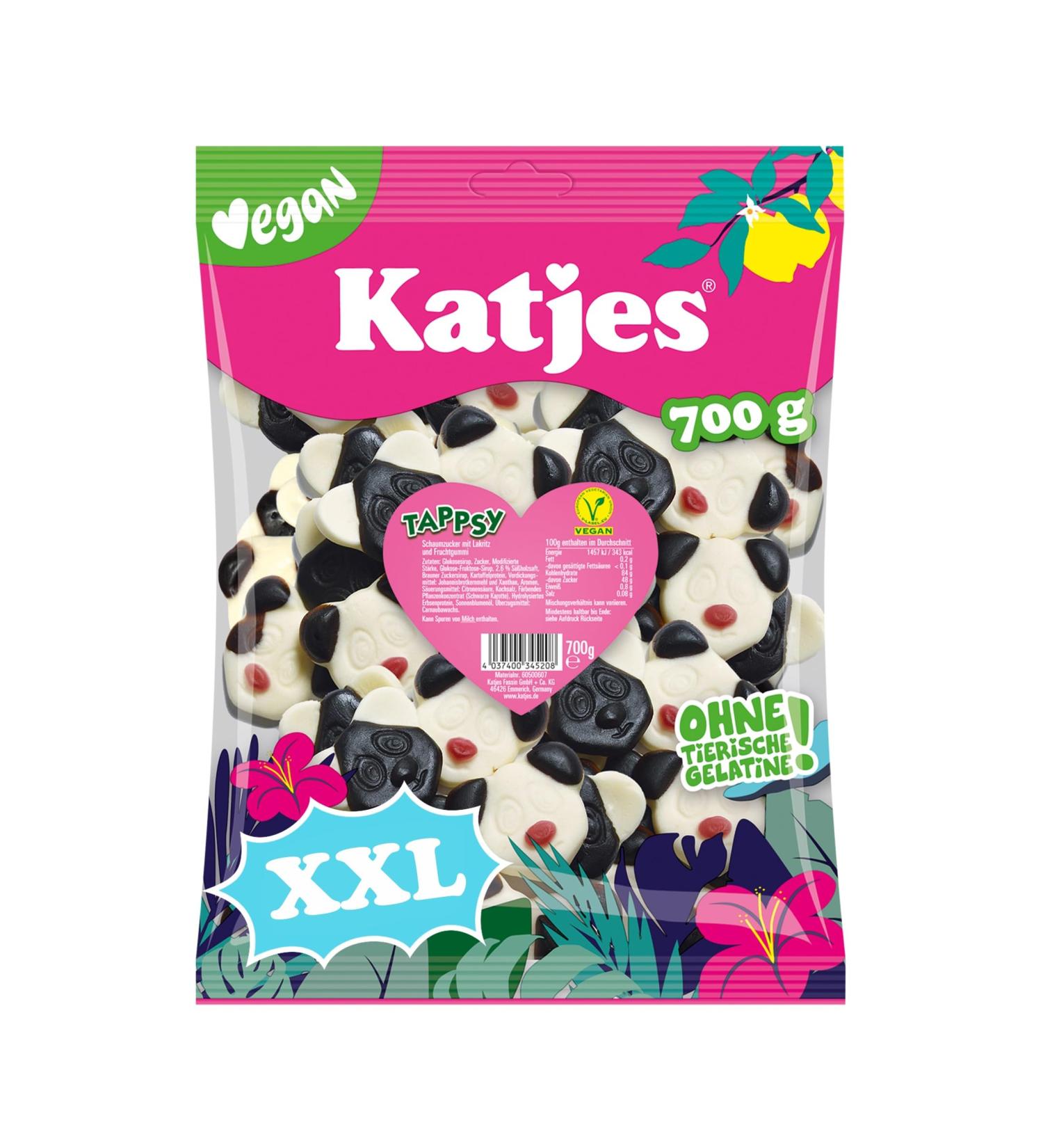 Buy Katjes Tappsy Large Pack - Vegan Foam Sugar Candy with Liquorice & Fruit Gum (700g) | Sweet Panda Bear Shape - International Shipping Available - Buy Online on GoSupps.com