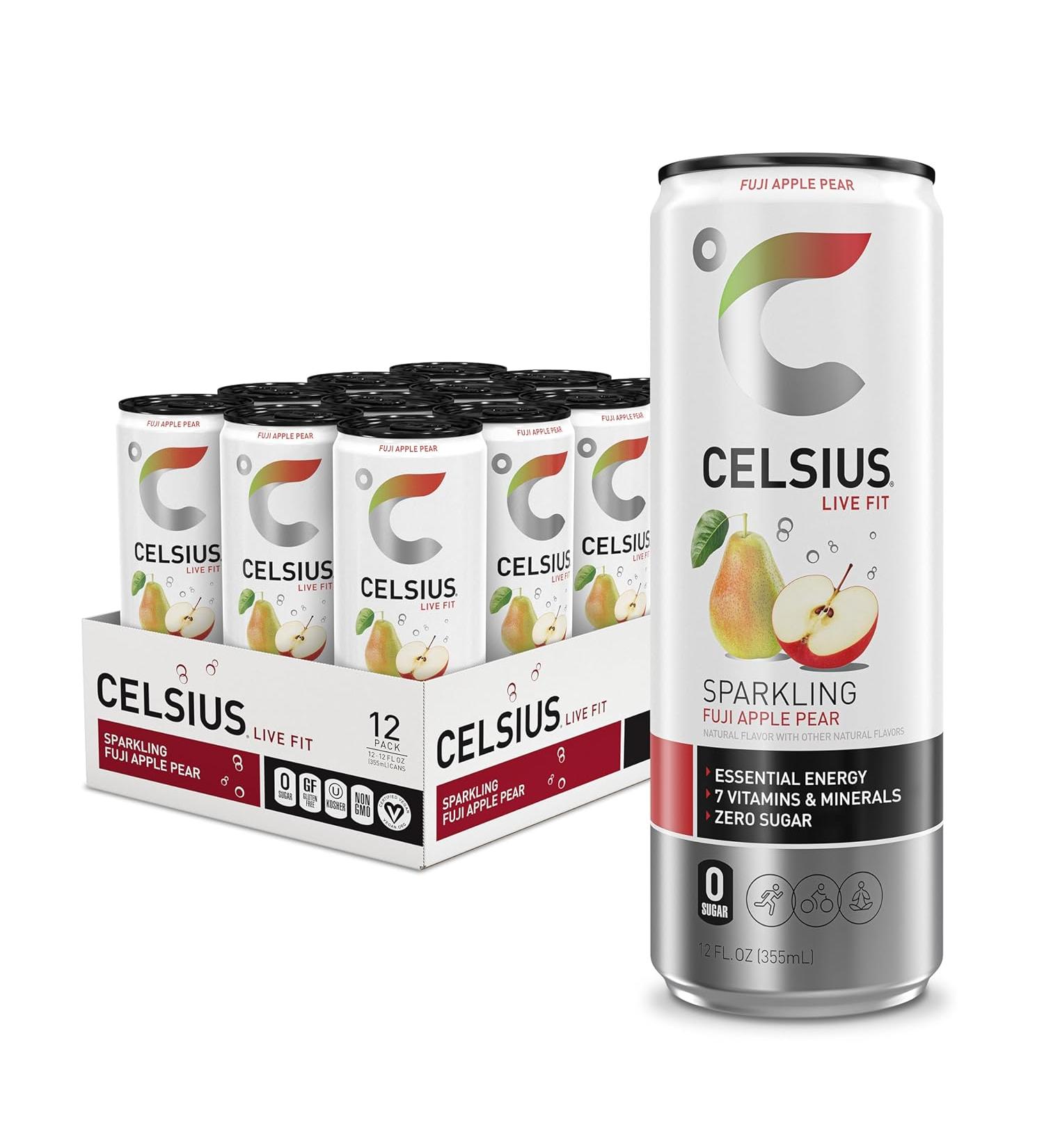 CELSIUS Live Fit Energy Drink  - Sparkling Fuji Apple Pear- Pack Of 12 - Buy Online on GoSupps.com