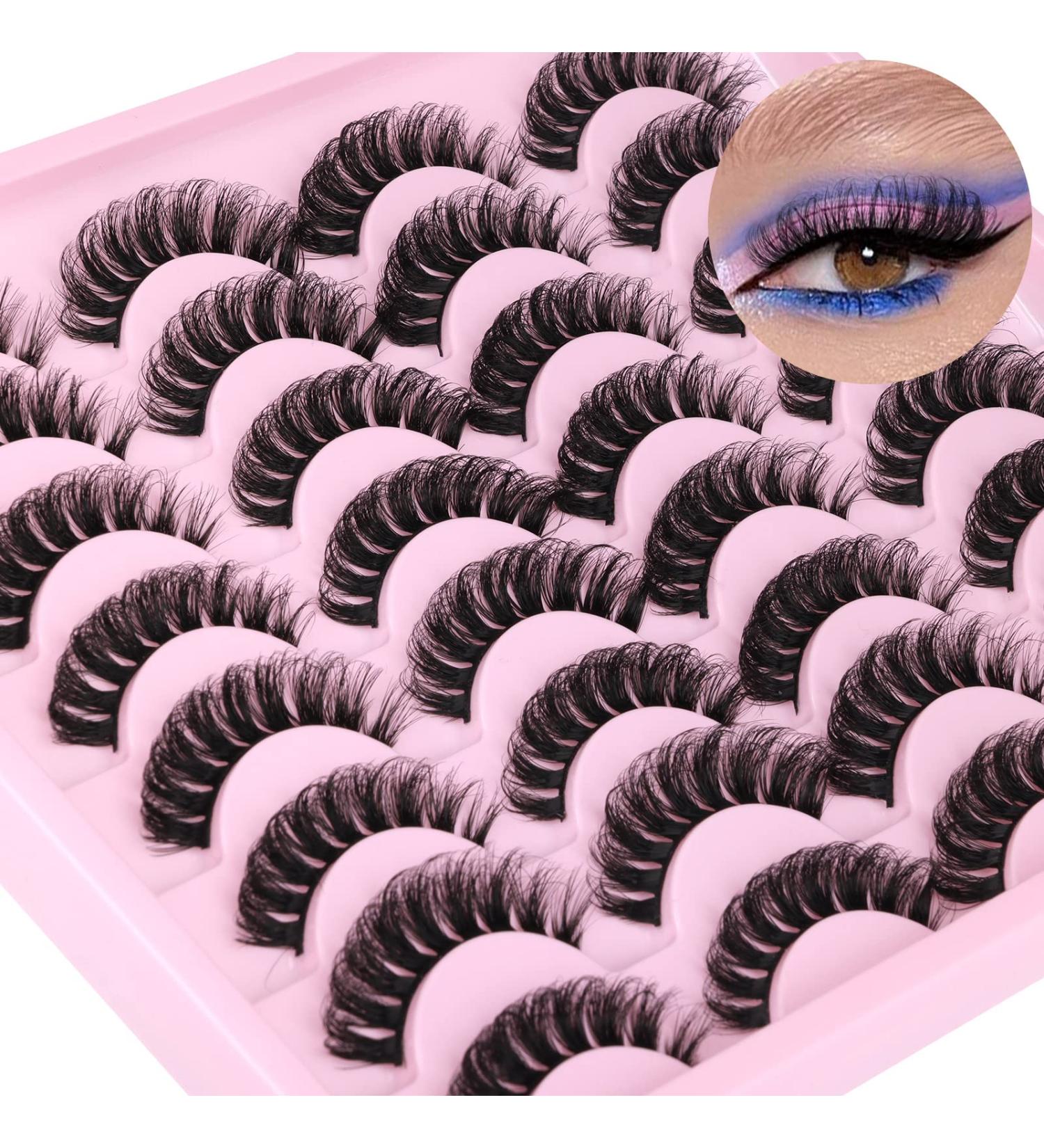 Russian Strip Lashes D Curl Cat Eye | Natural Wispy Fake Lashes Pack - 16 Pairs D2 - Buy Online on GoSupps.com