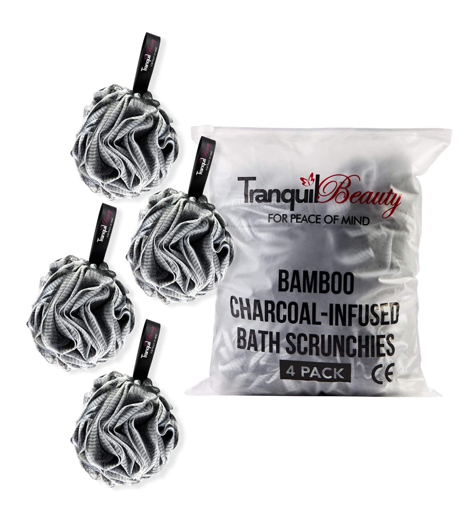 TranquilBeauty Luxury Bath Sponge Pack of 4 - Exfoliating Shower Sponge Luffa Sponge & Bath Brush for Ultimate Skin Care - Buy Online on GoSupps.com