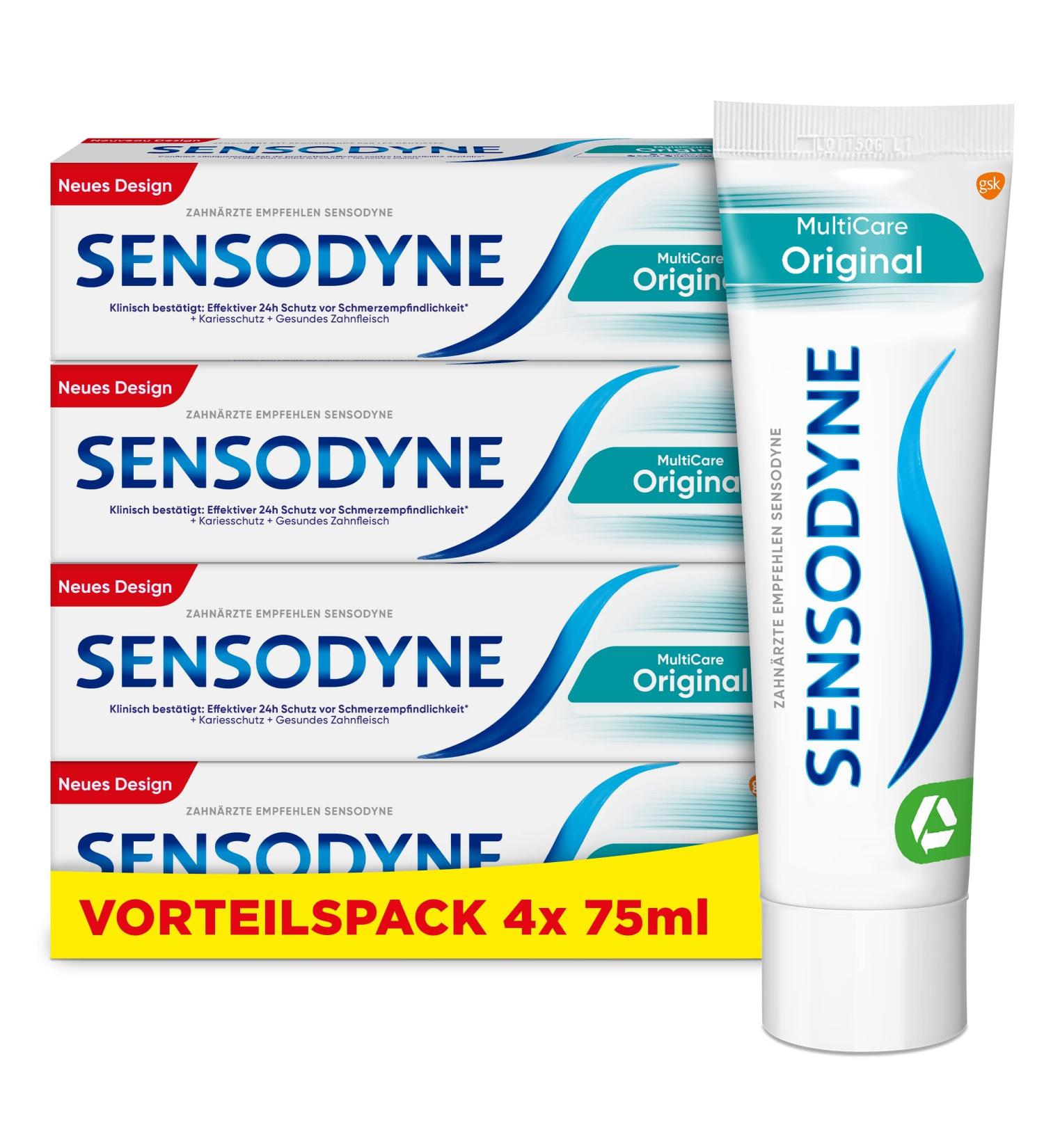 Sensodyne MultiCare Original Toothpaste 4x75ml - Daily Fluoride Toothpaste for Sensitive Teeth - Buy Online Now! - Buy Online on GoSupps.com
