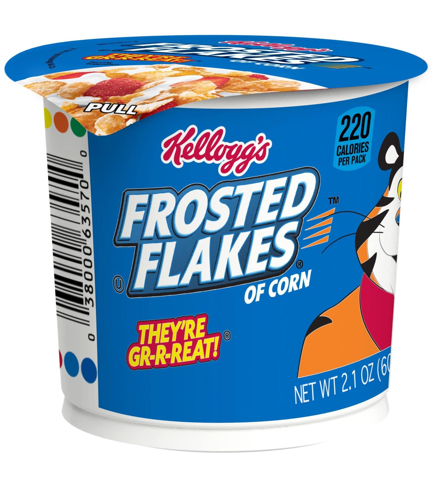 Kellogg's Frosted Flakes Cereal Cup - 2.1oz | Kids Snacks with 8 Vitamins and Minerals - Buy Online on GoSupps.com