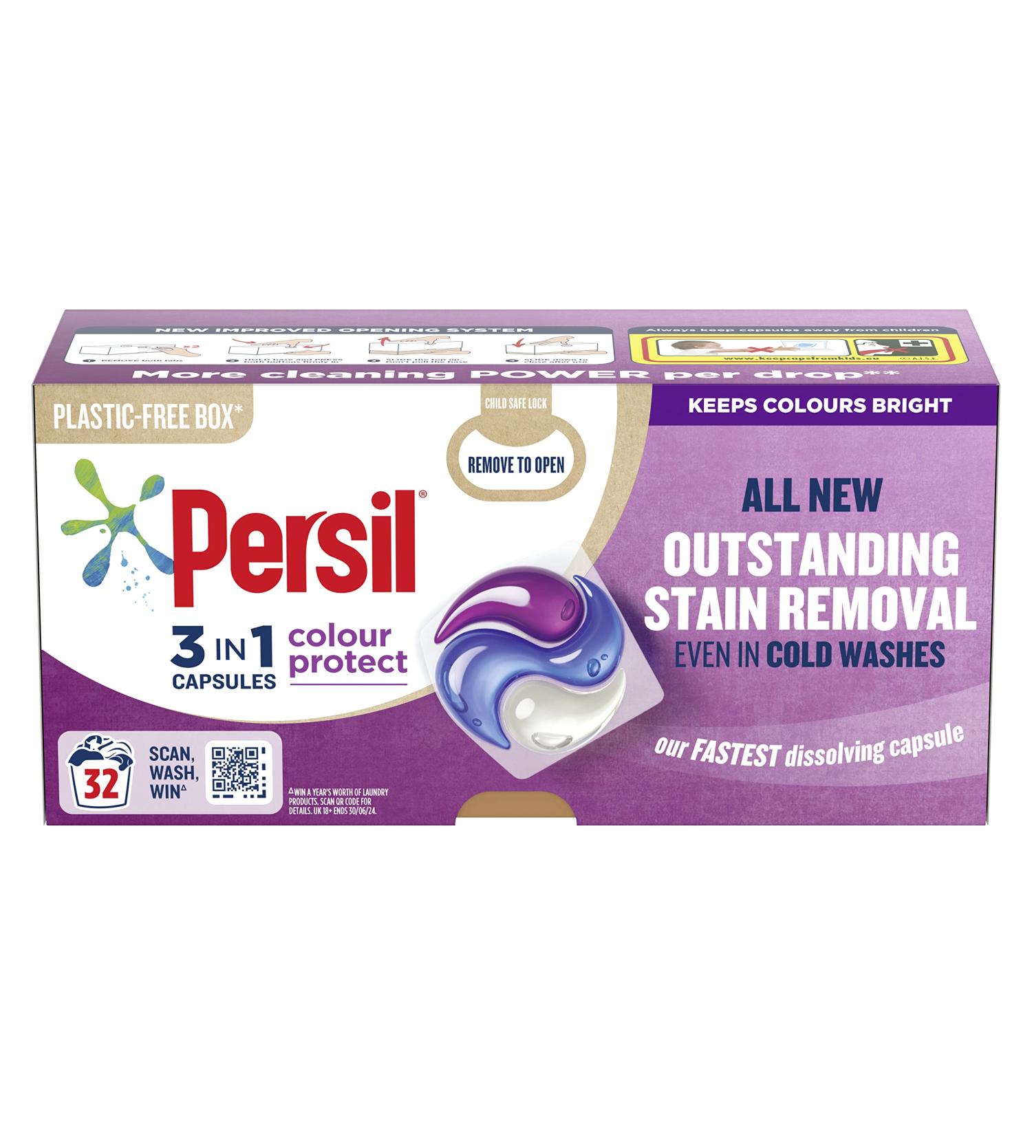 Persil 3 in 1 Colour Protect Laundry Washing Capsules - 96 washes | Recyclable Plastic-Free Box | Keeps Colors Bright - Buy Online on GoSupps.com