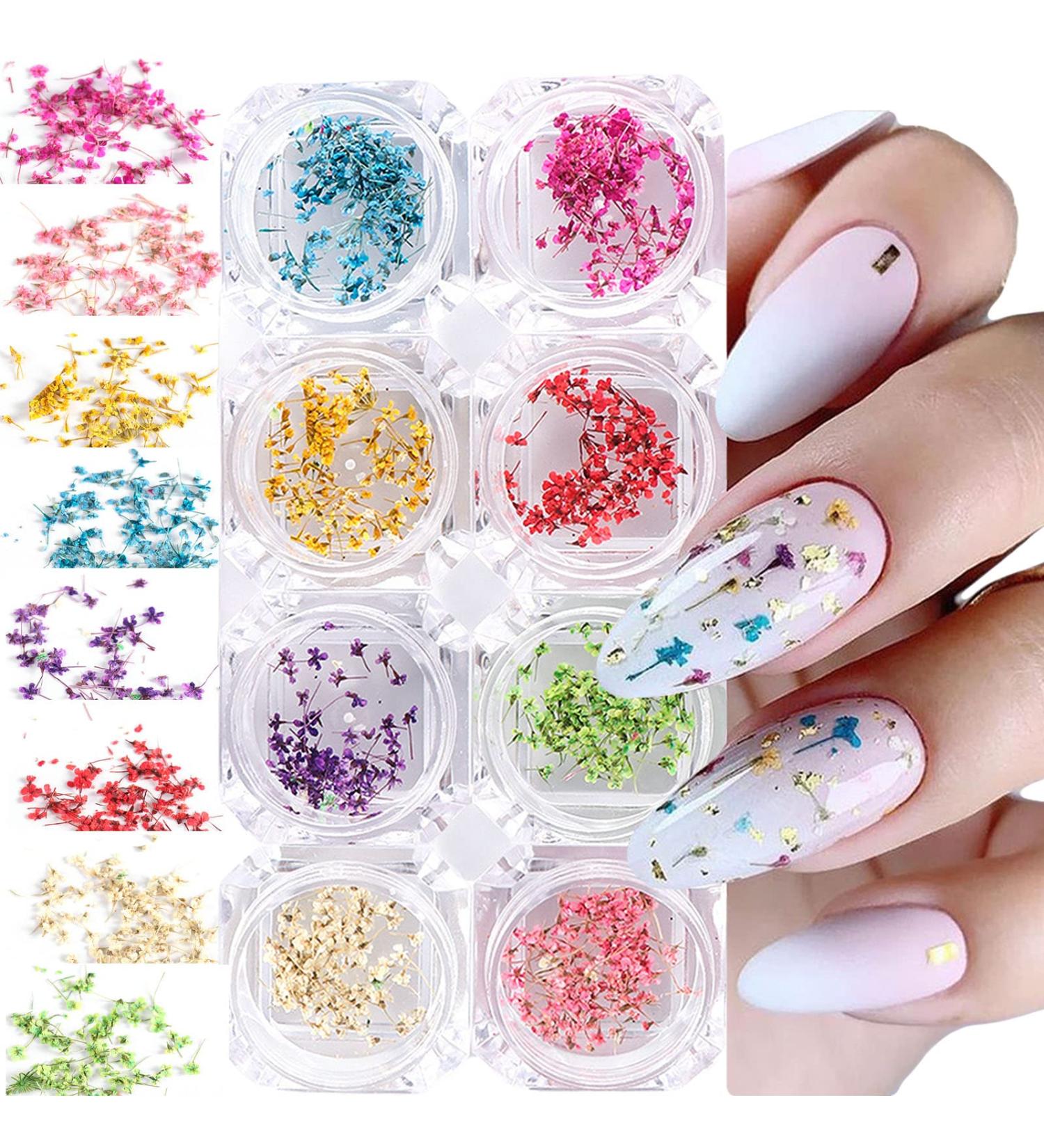 8 Boxes Dried Flowers for Nails | Nail Art Sticker Kit | DIY Nail Decoration Accessories - 8 Colors - Buy Online on GoSupps.com