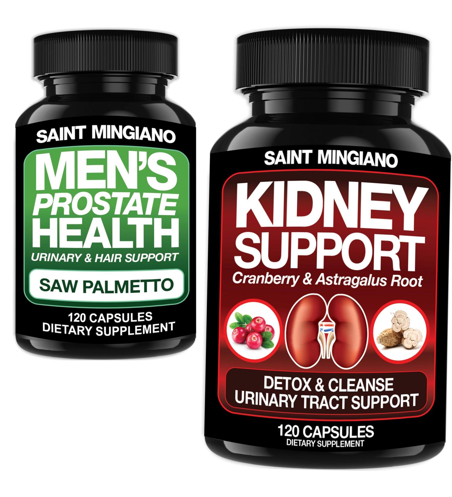 Saint Mingiano Kidney Support Cleanse Detox & Repair 120 Casuals - Together with - Men's Prostate Health Advanced Prostate Supplements - 120 Capsules - Buy Online on GoSupps.com