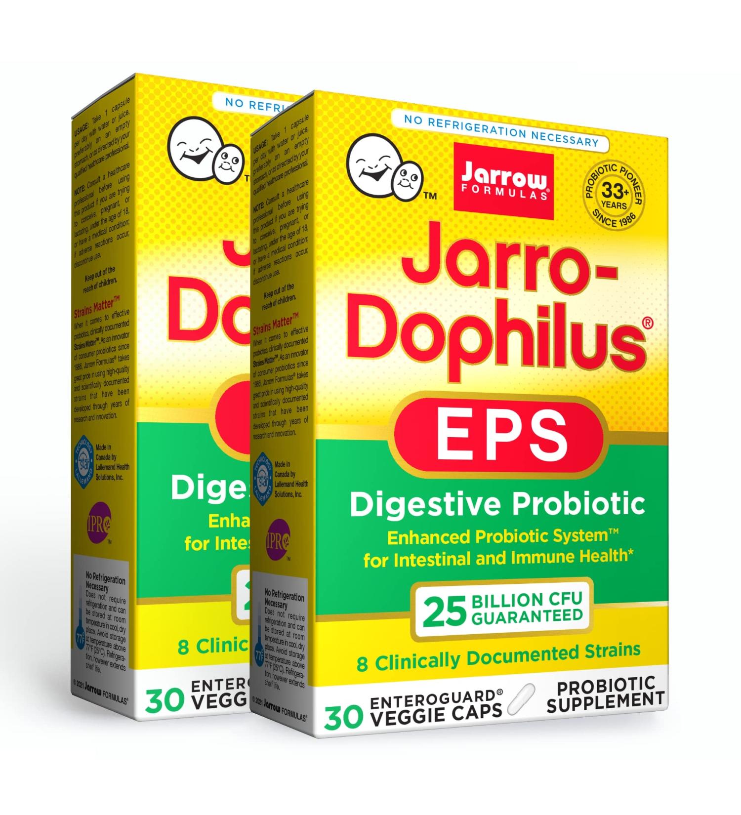 Jarrow Formulas Jarro-Dophilus EPS â€“ 25 Billion CFU Probiotic, 30 Veggie Caps - Buy Online on GoSupps.com