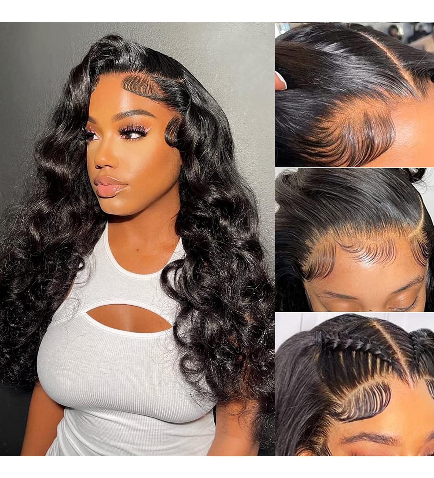 SUNRYERC 24 Inch Body Wave Lace Front Wig | 180% Density Human Hair | HD Lace Frontal | Pre Plucked with Baby Hair | Glueless Wig for Black Women - Buy Online on GoSupps.com